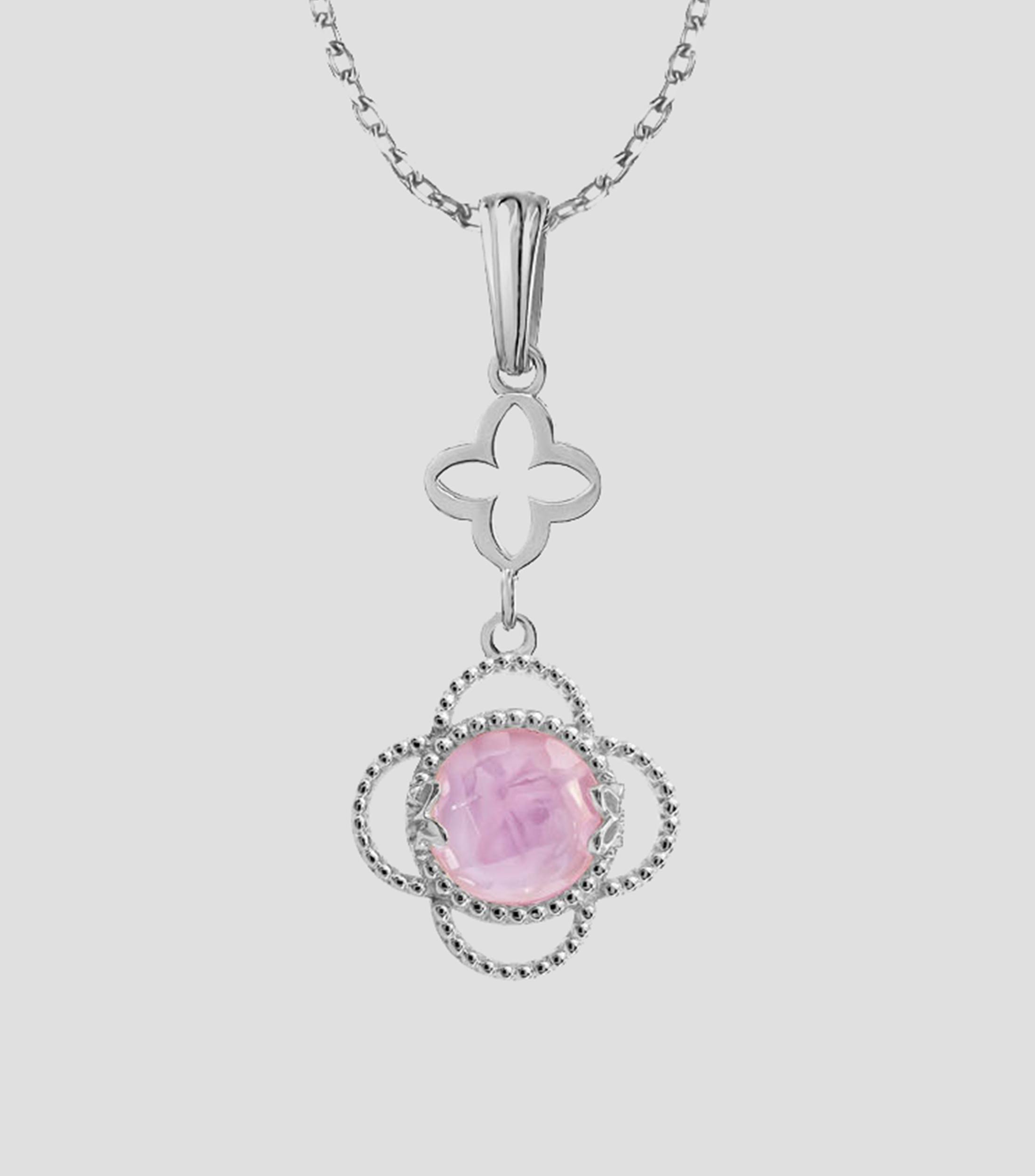Dije en plata .925 con cristal rosa Mujer