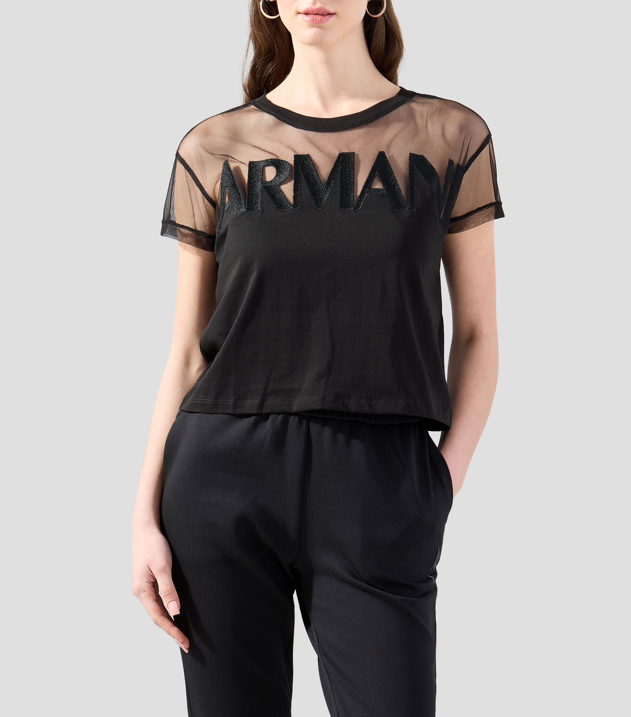 Playera cuello redondo manga corta lisa Mujer