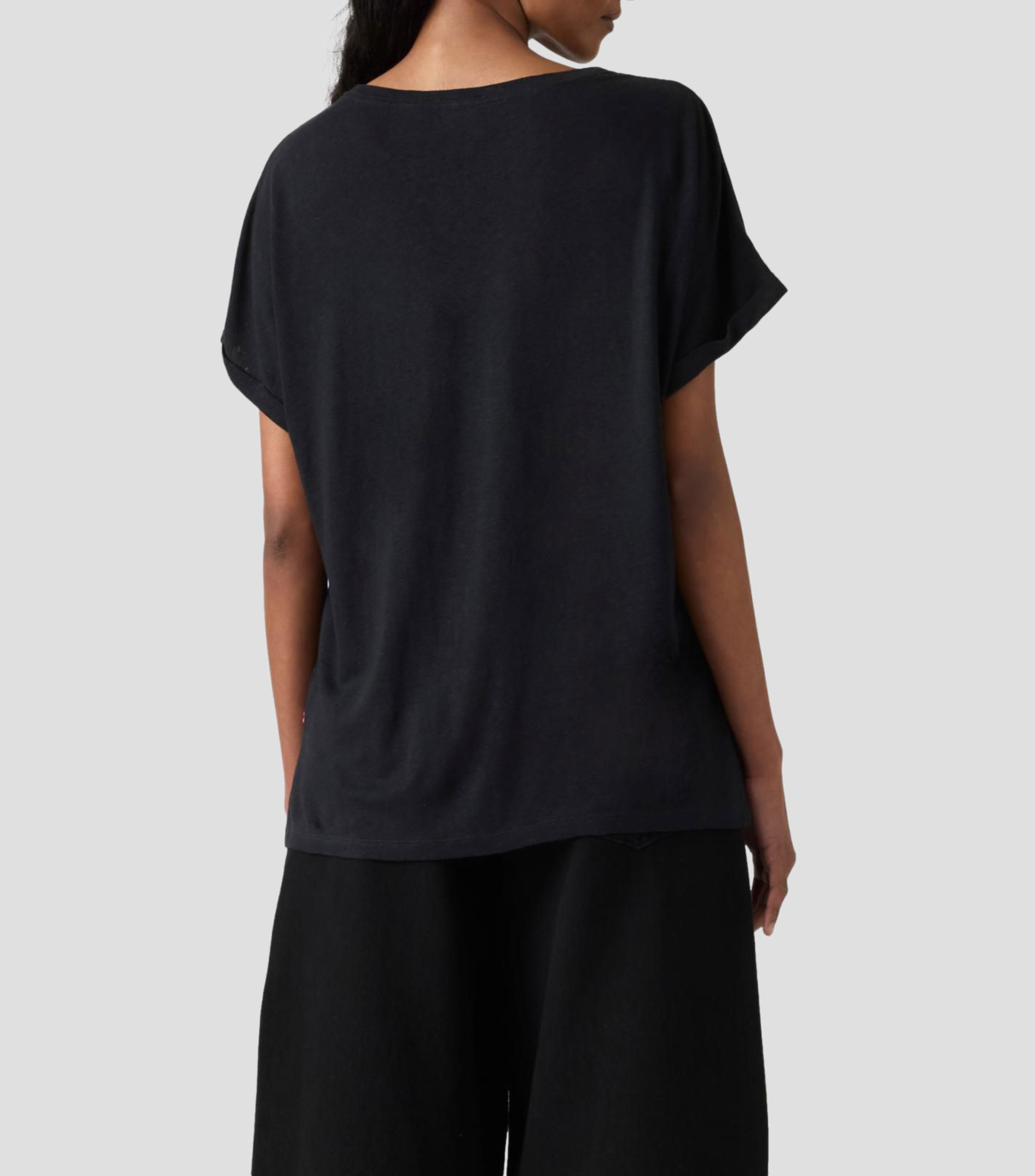 Playera cuello redondo manga corta sólida Mujer