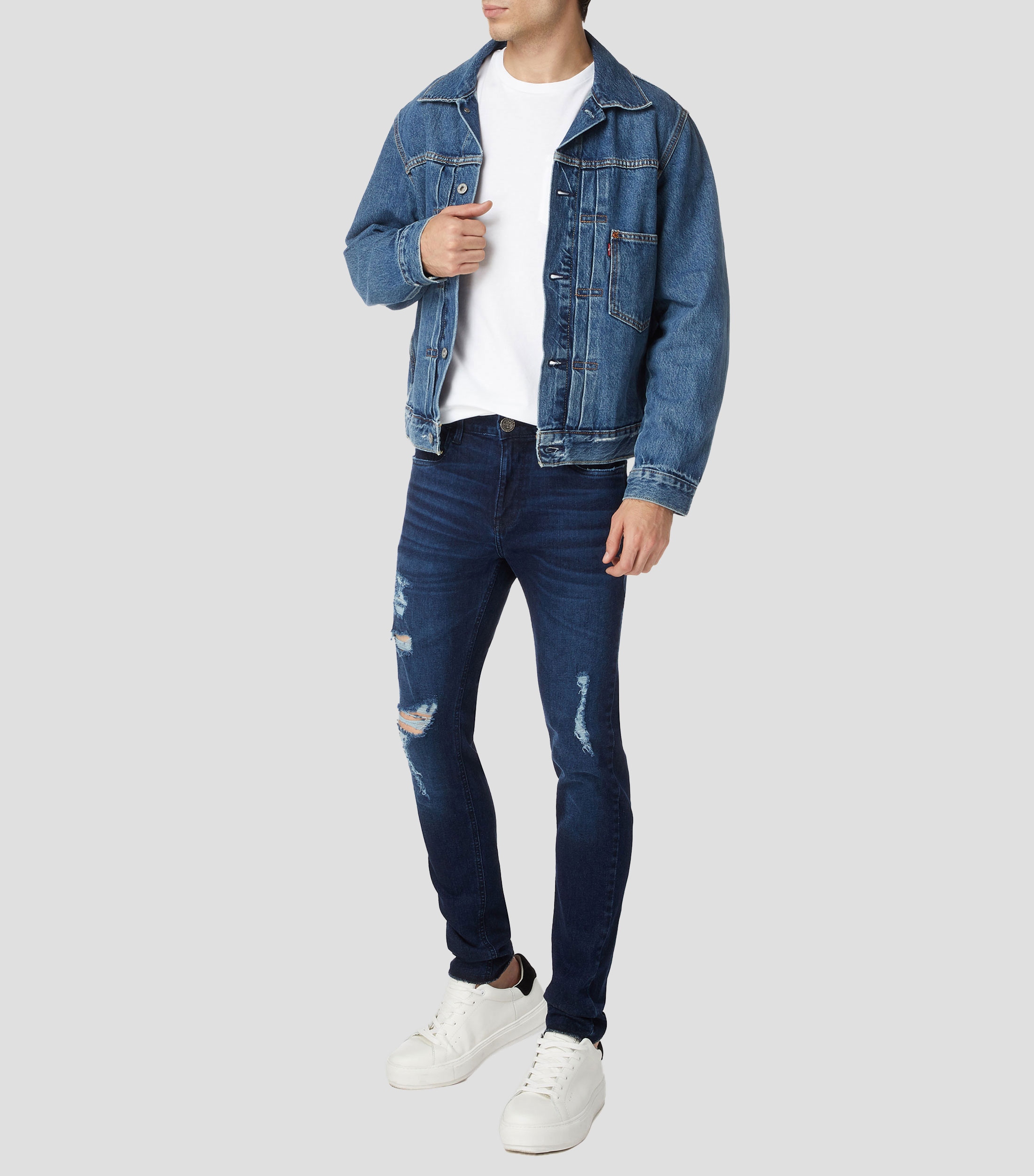 Chamarra trucker de mezclilla Hombre