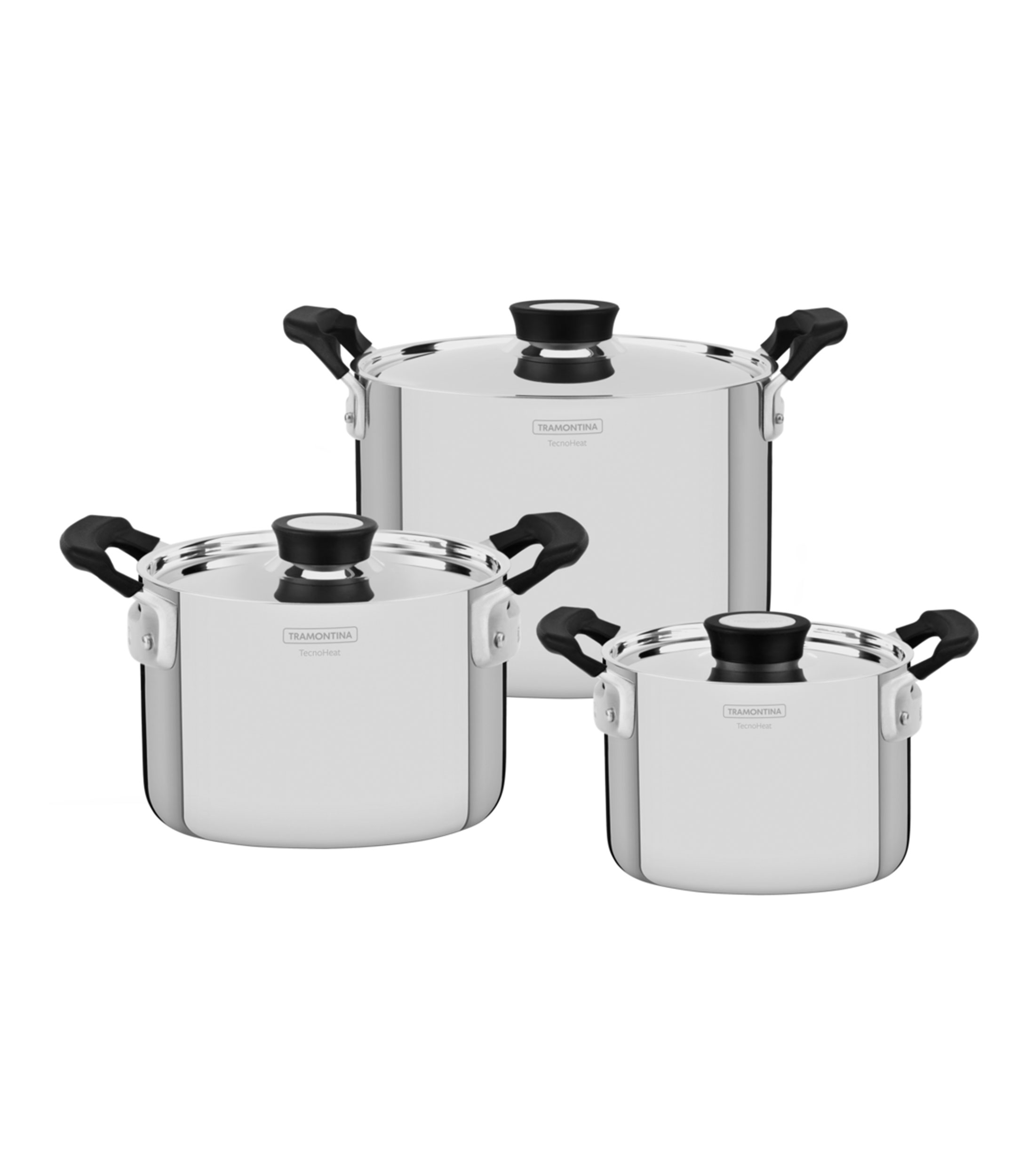 Tramontina Set 3 Ciotole In Acciaio Inox Con Coperchio - Lavabili In Lavastoviglie, Per Conservazione Alimenti