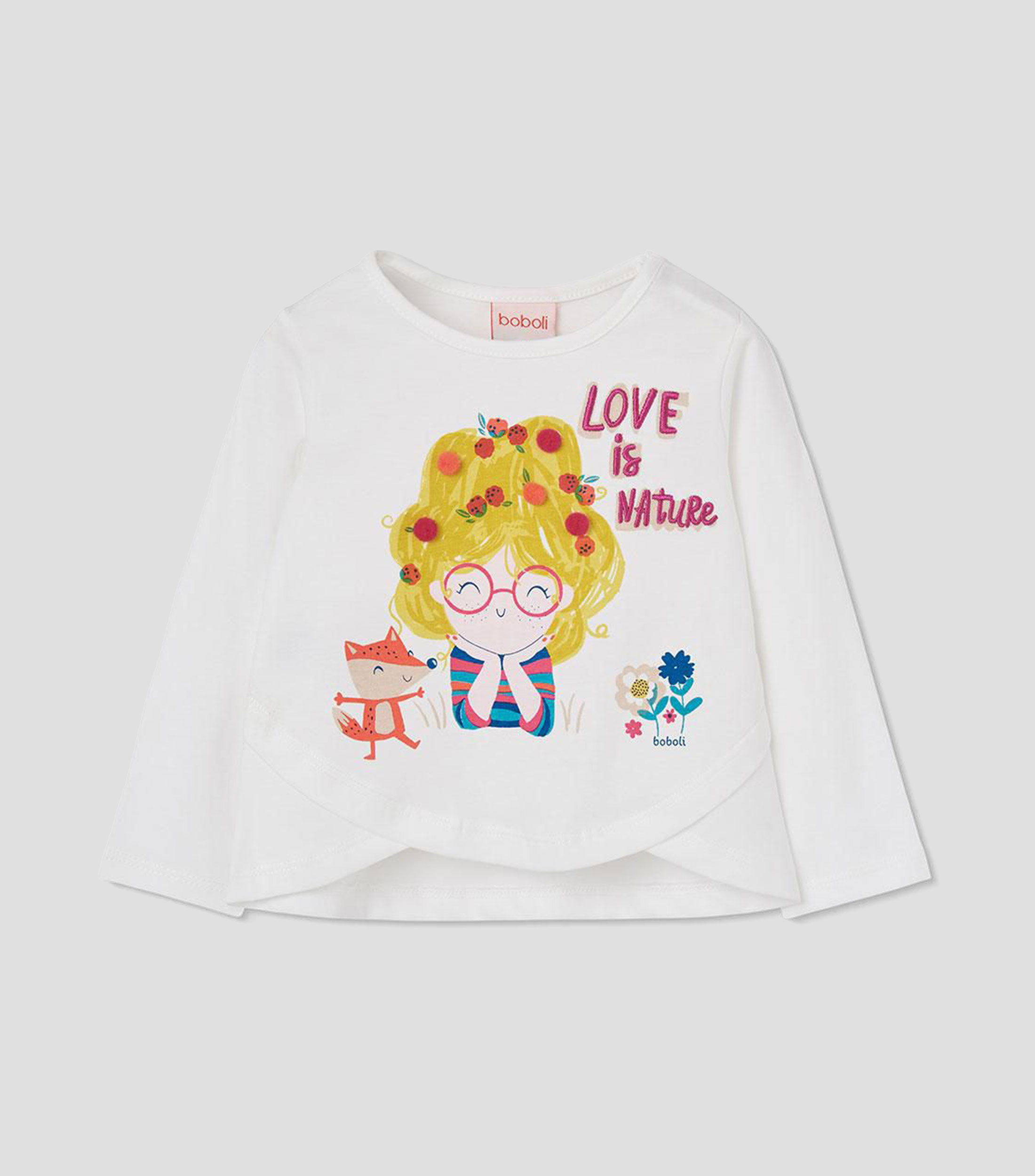 Playera de cuello redondo con manga larga estampada Bebé