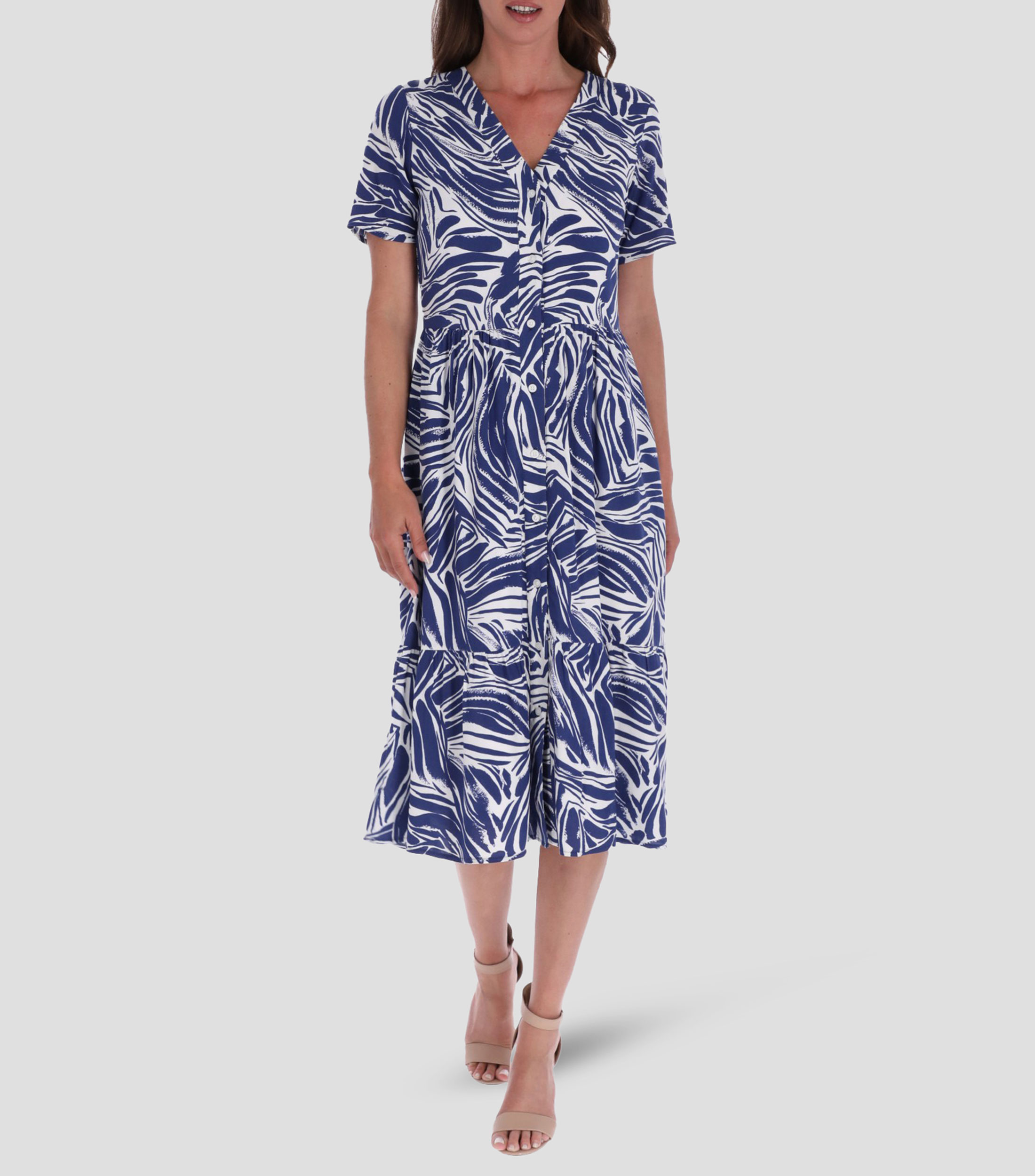 Vestido camisero midi estampado Petite Mujer
