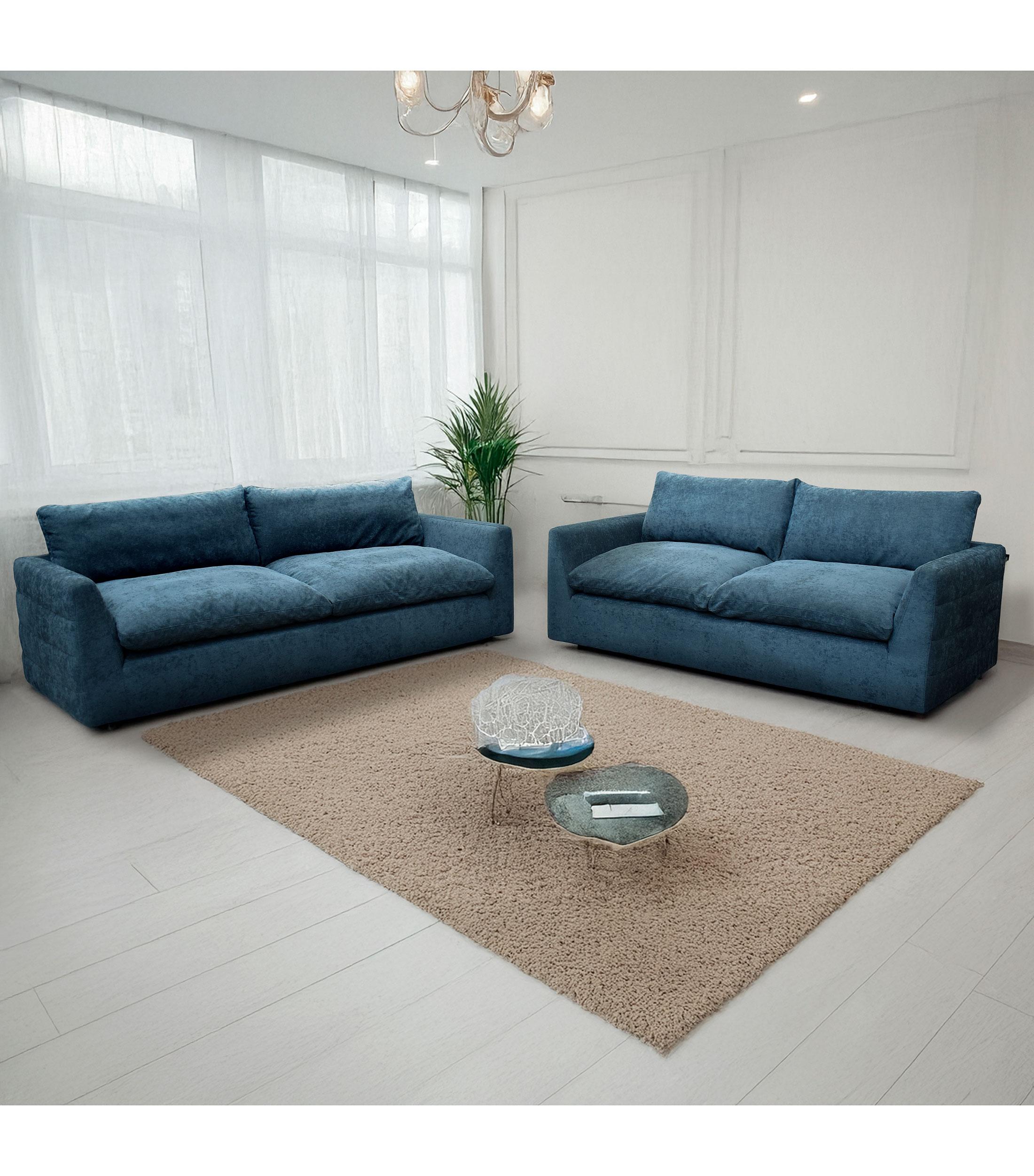 Love Seat en tela Serena Azul