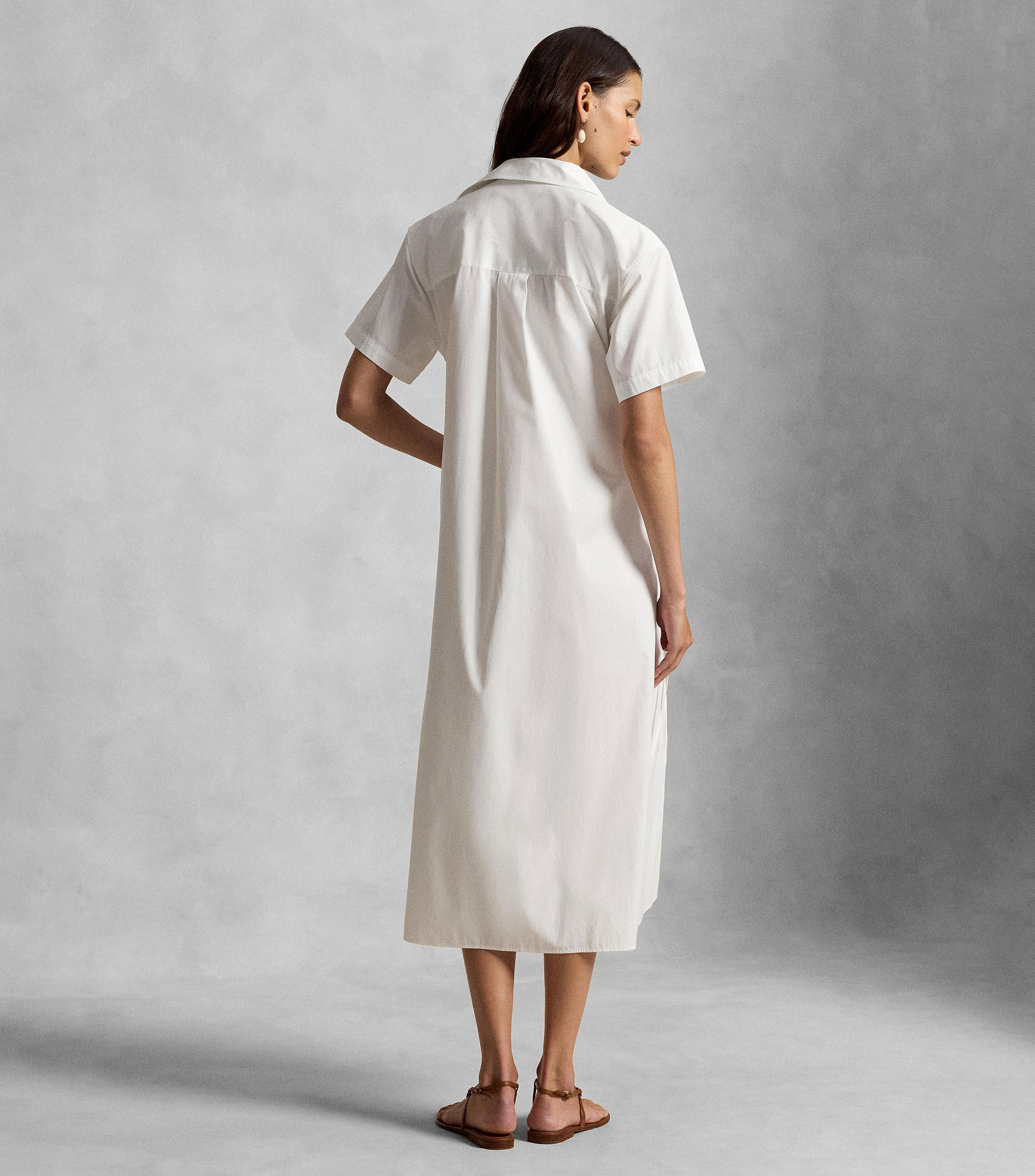 Vestido Midi manga corta liso Mujer