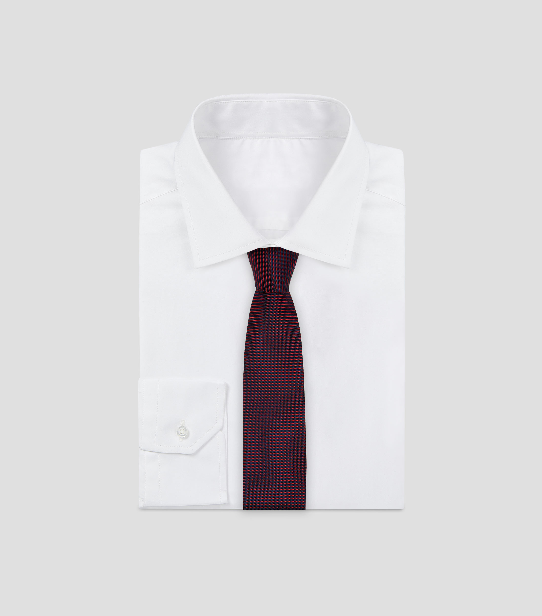 Corbata ancha en seda rojo con jacquard Brera