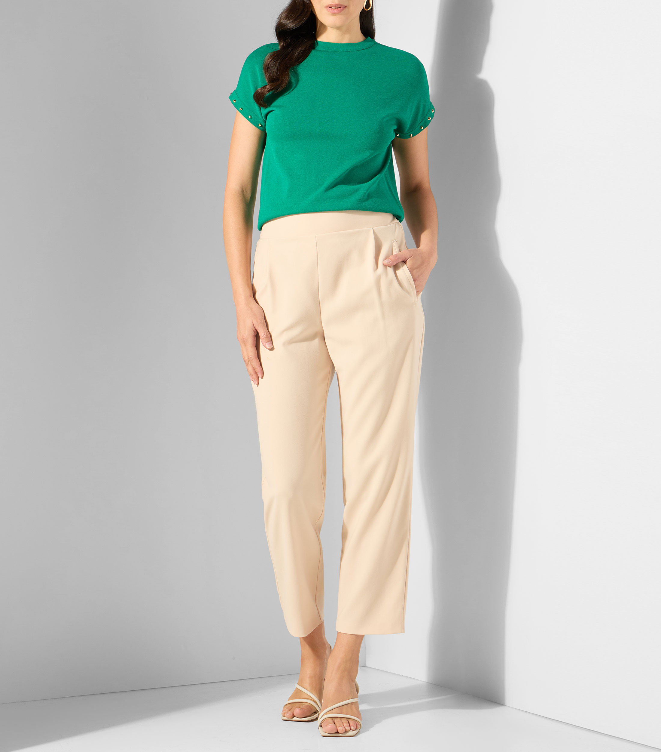 Blusa lisa con manga corta Mujer