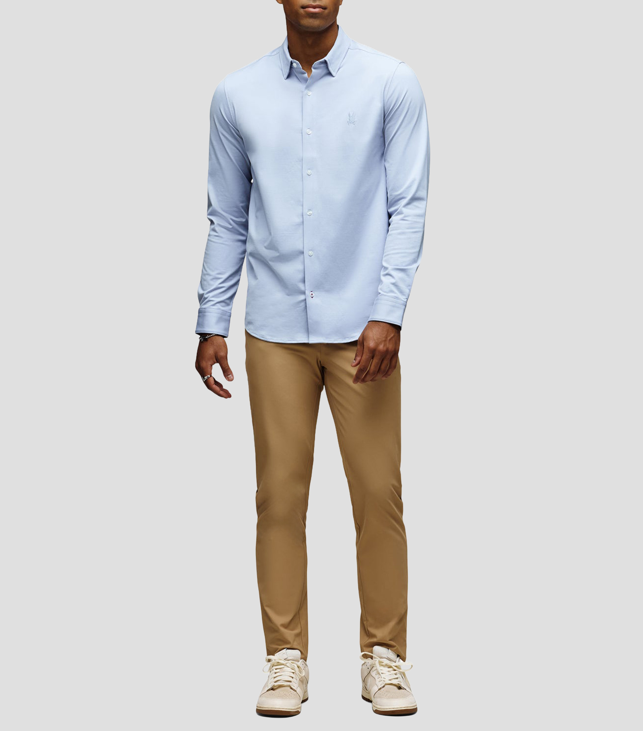 Camisa lisa manga larga Hombre