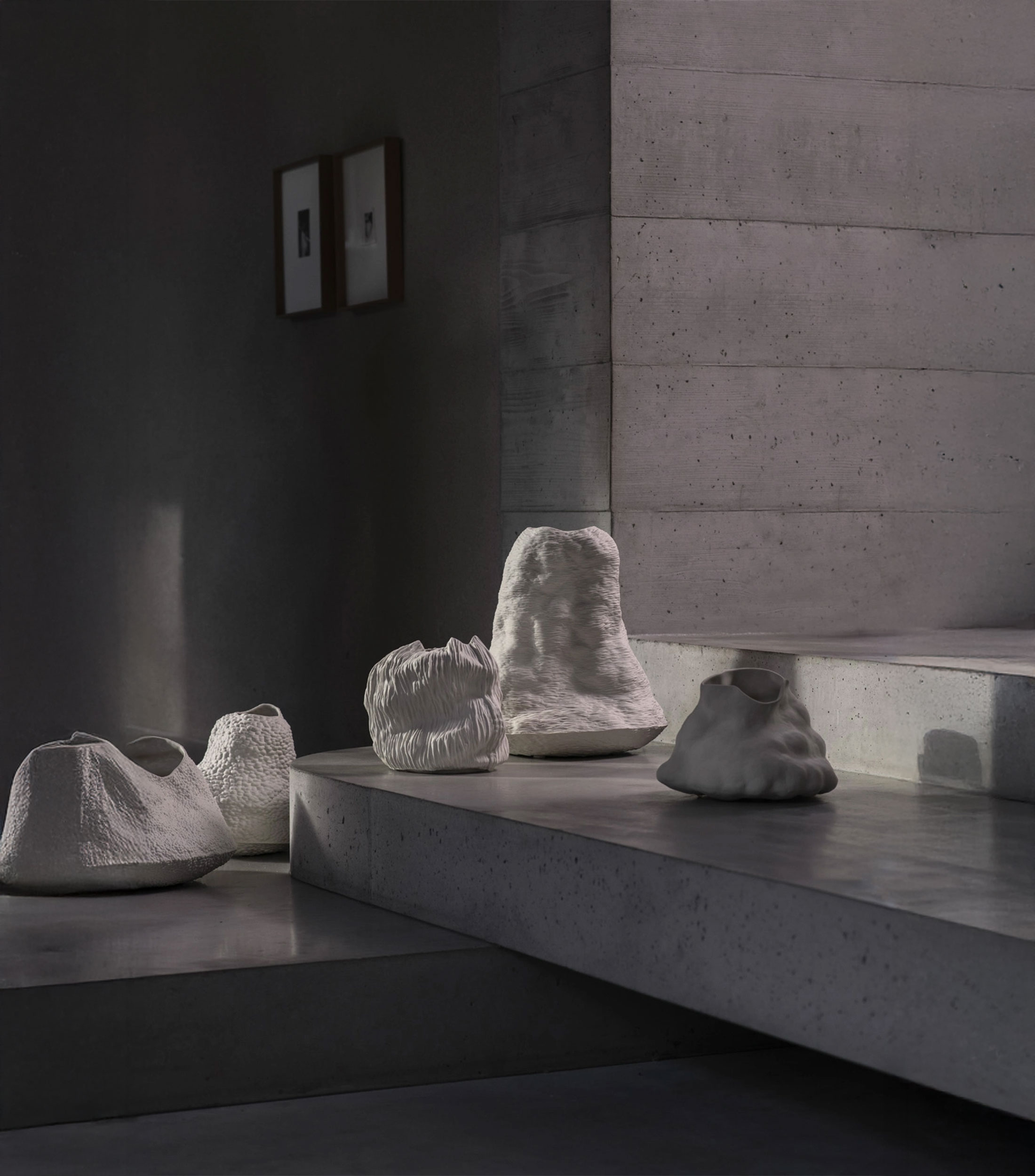 Jarrón decorativo Linha Glacial 02 en porcelana y arcilla