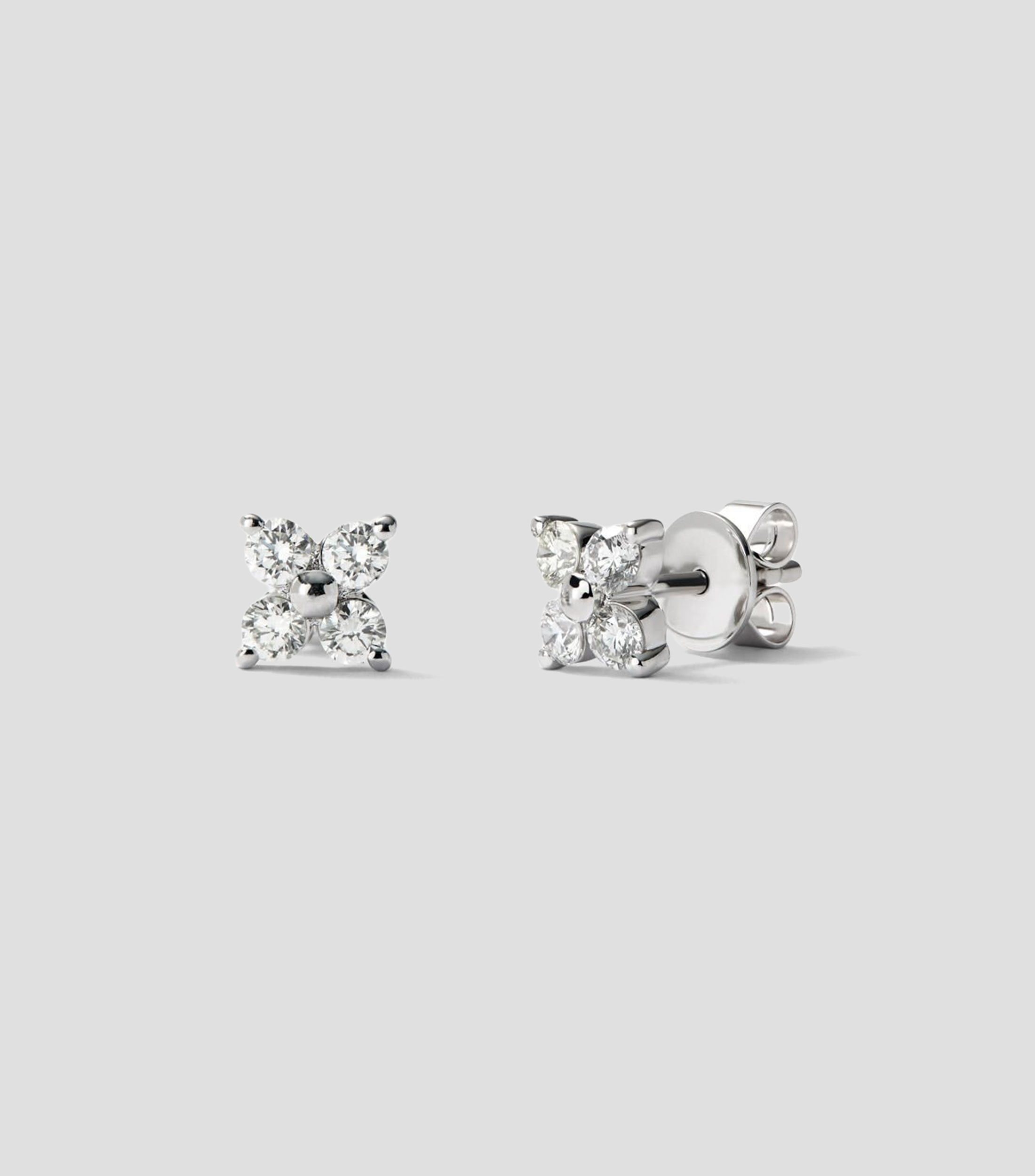 Aretes en Oro blanco de 18 Kilates en forma de flor con diamante Grace Mujer