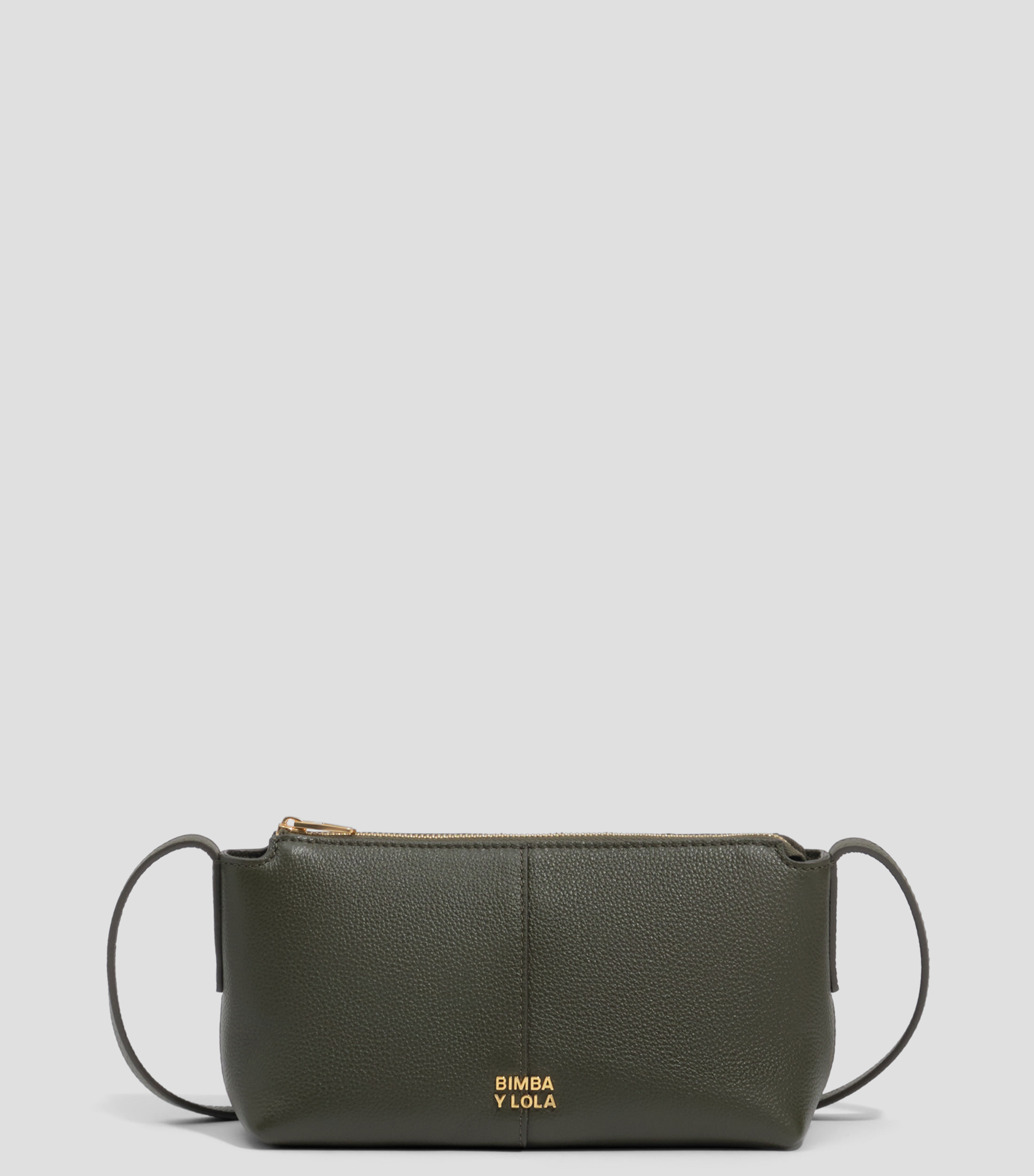 Bolsa crossbody verde en piel lisa Mujer
