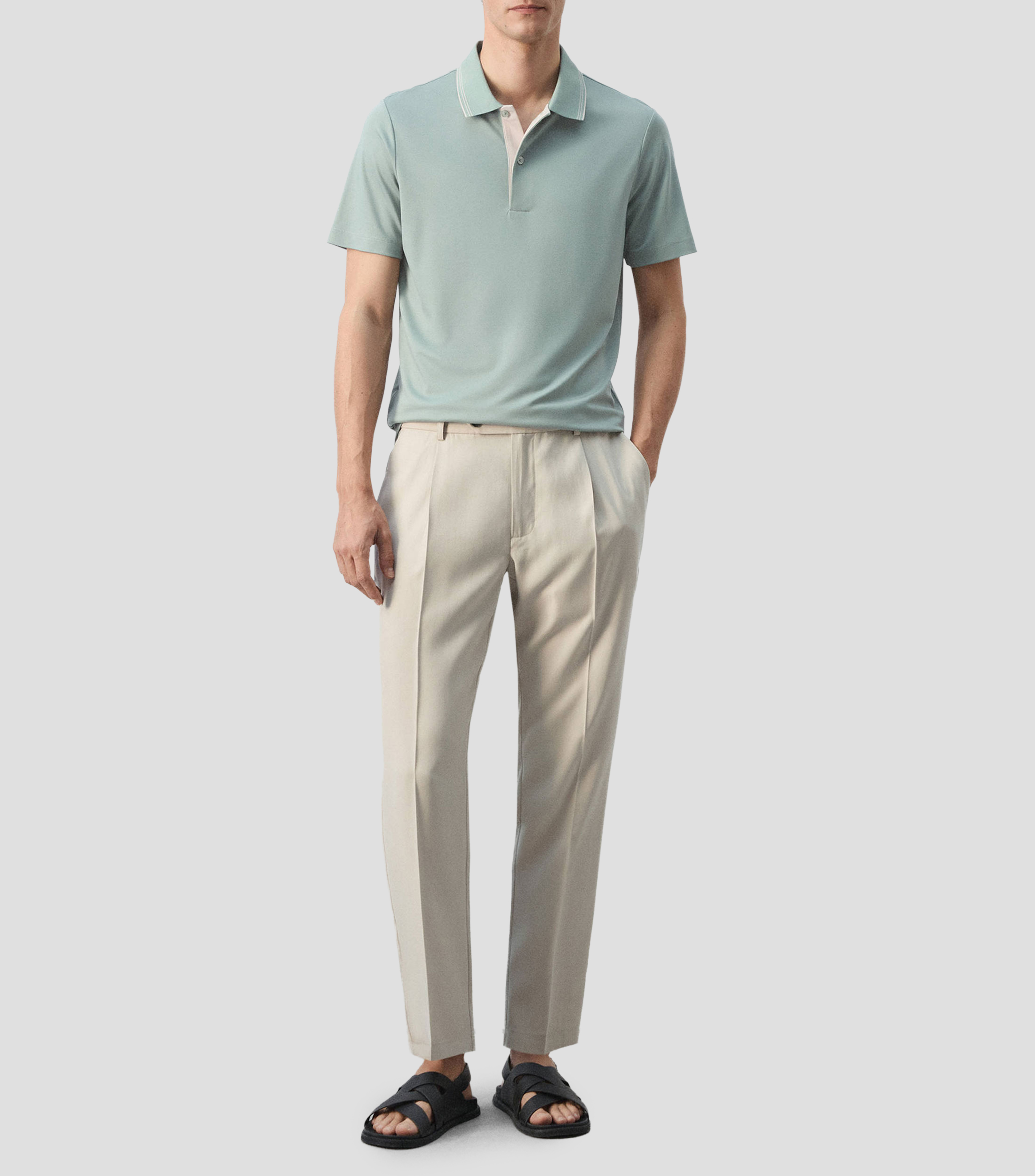 Playera tipo polo manga corta lisa Hombre