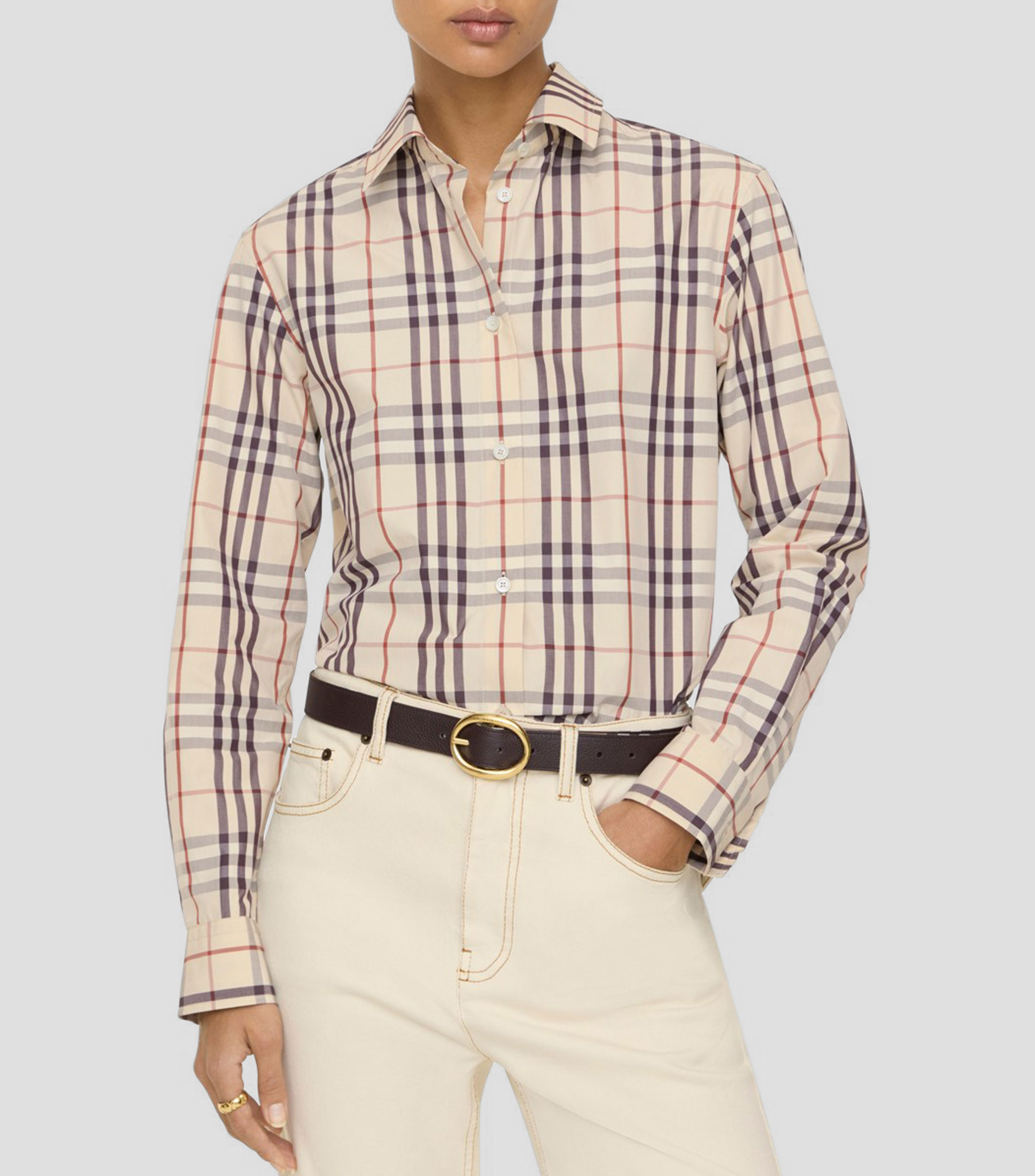 Camisa de cuadros manga larga Mujer