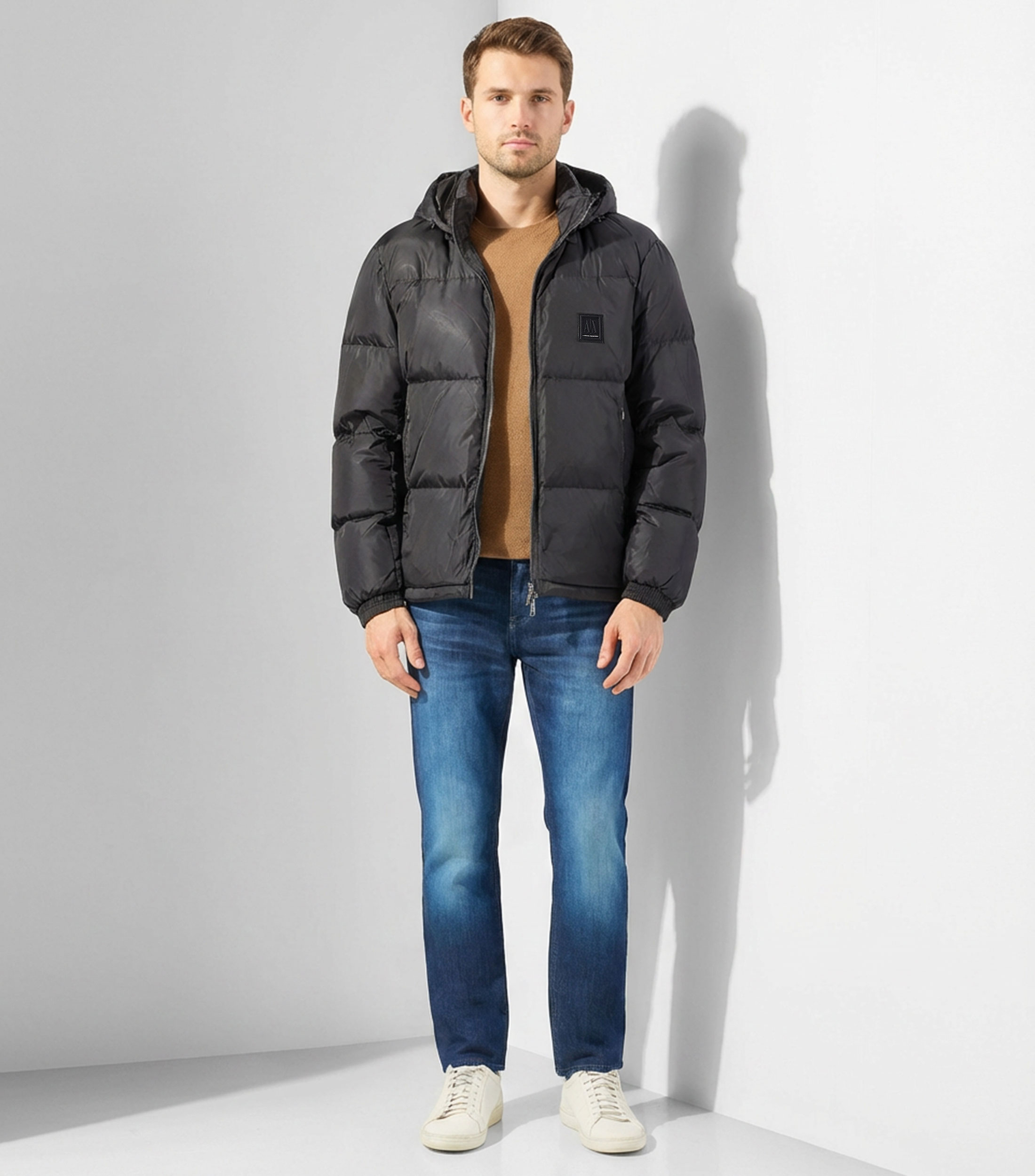 Chamarra puffer con capucha Hombre