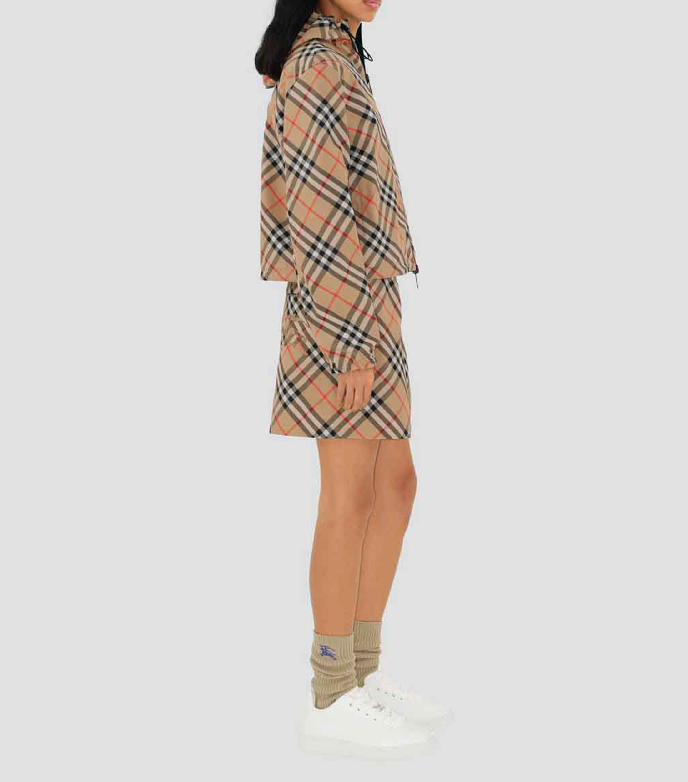 Chamarra reversible check Mujer