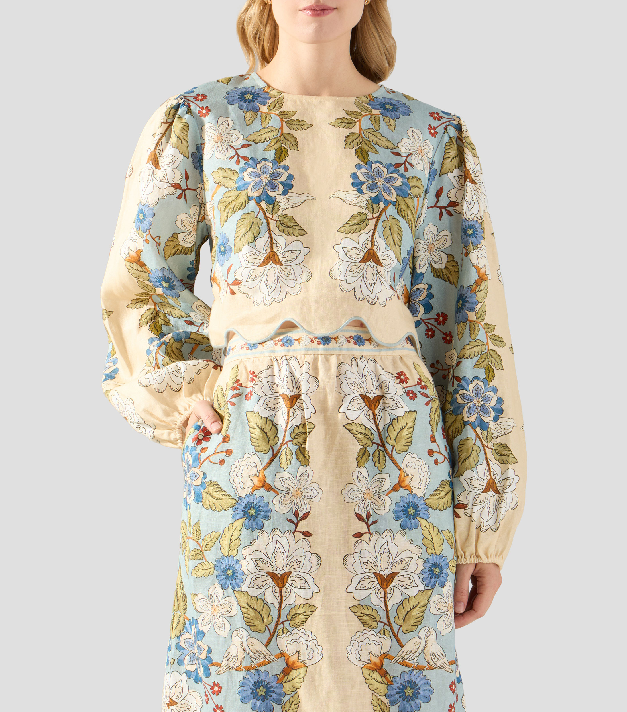 Blusa estampada manga larga Mujer