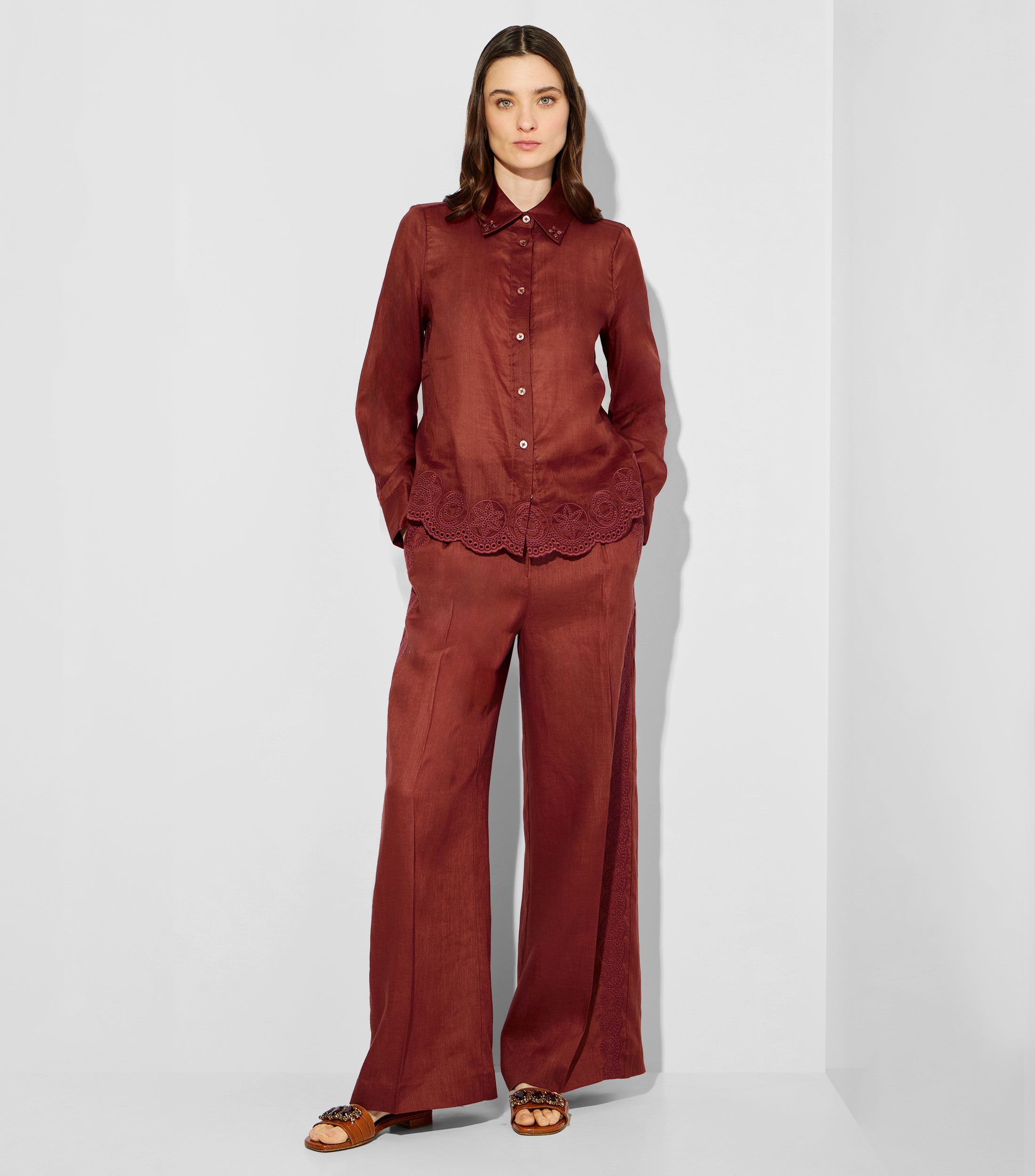 Camisa lisa con manga larga Mujer