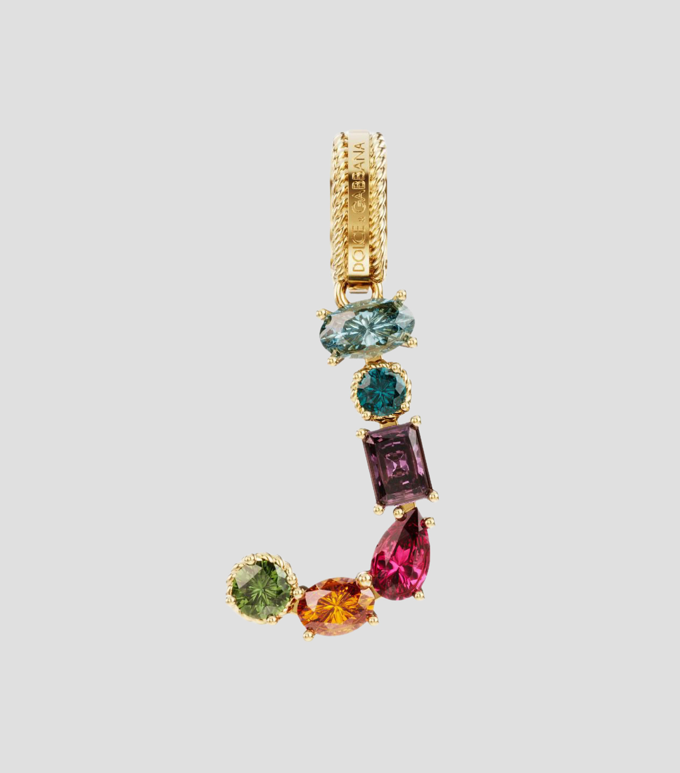 Charm Mini Letra J en Oro de 18 Kilates con gemas naturales Mujer
