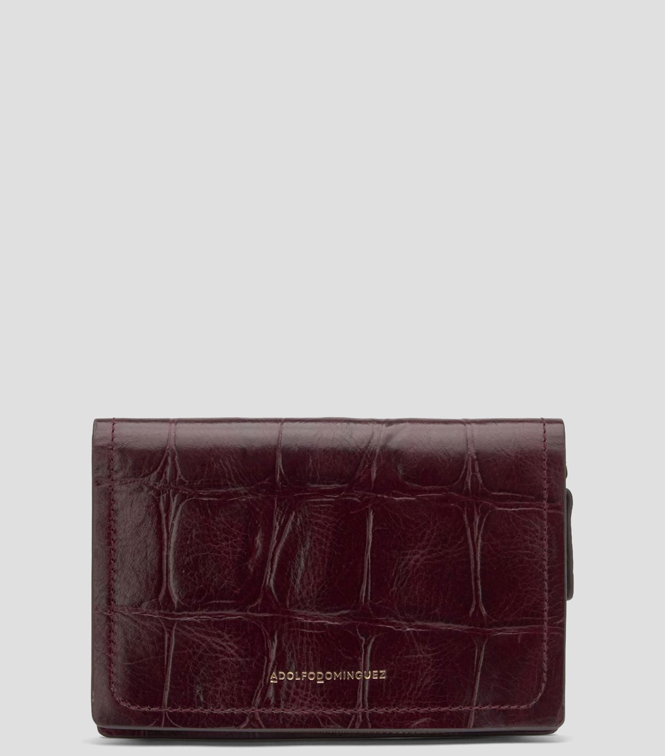 Cartera mediana en piel con grabado efecto coco Mujer