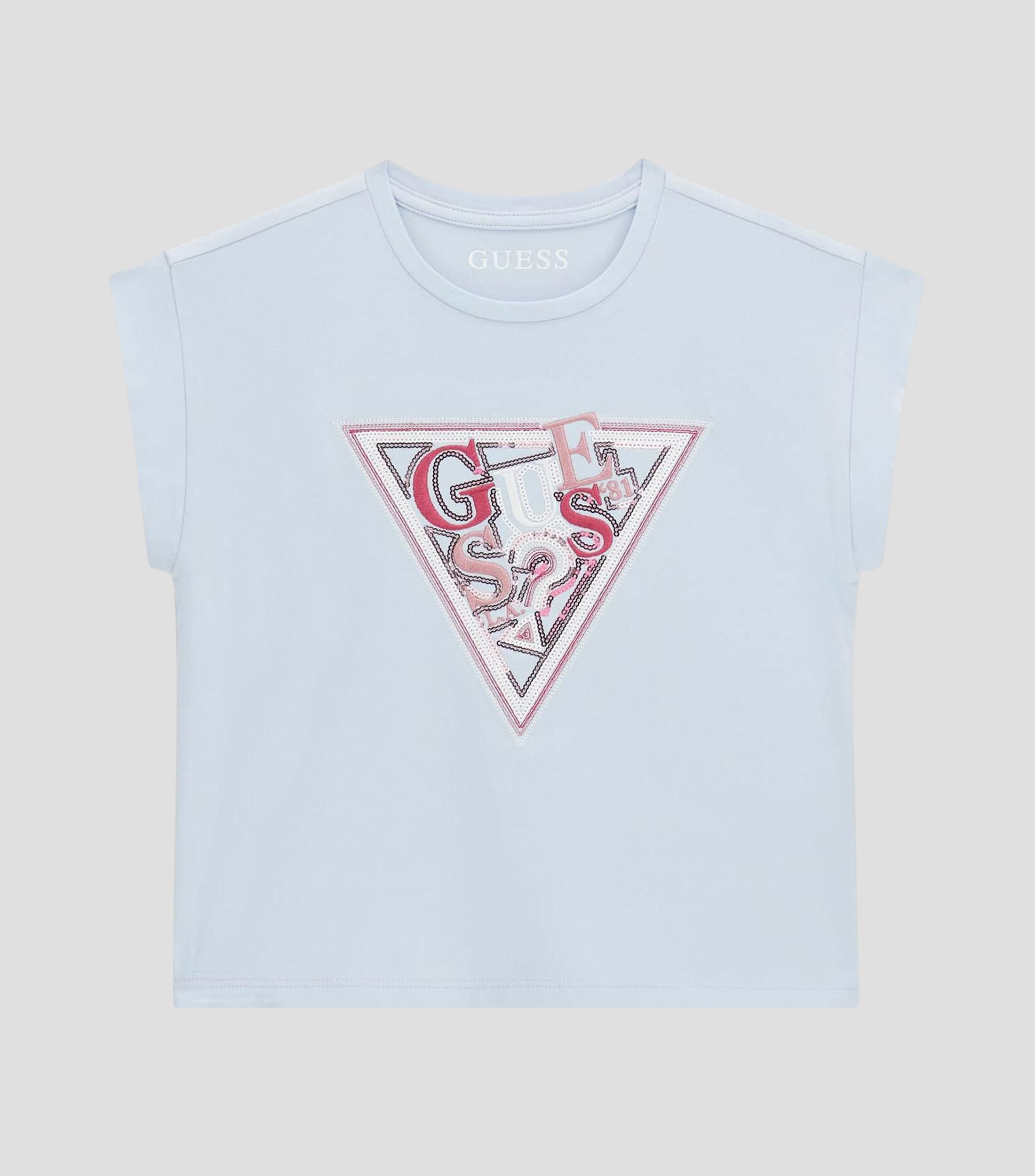 Playera cuello redondo sin mangas estampada Niña