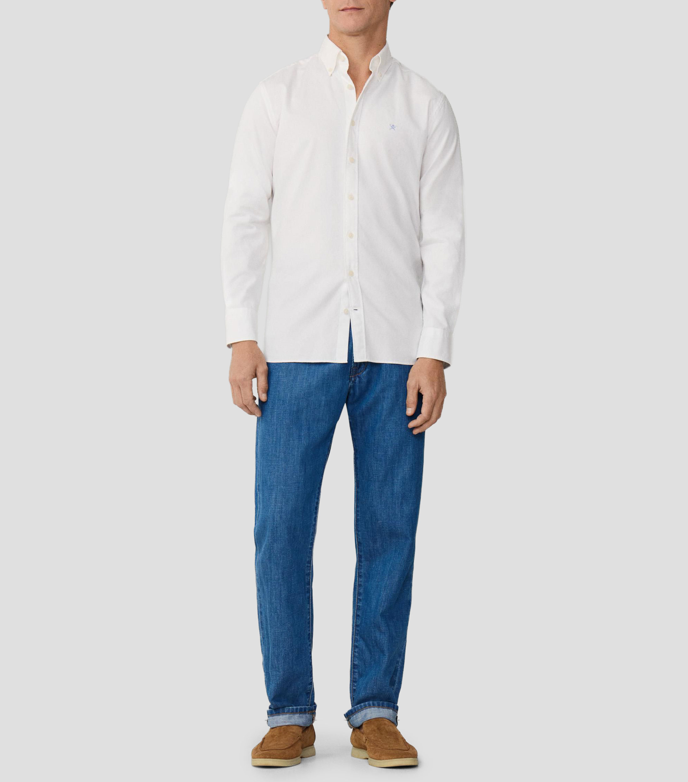 Camisa liso manga larga Hombre