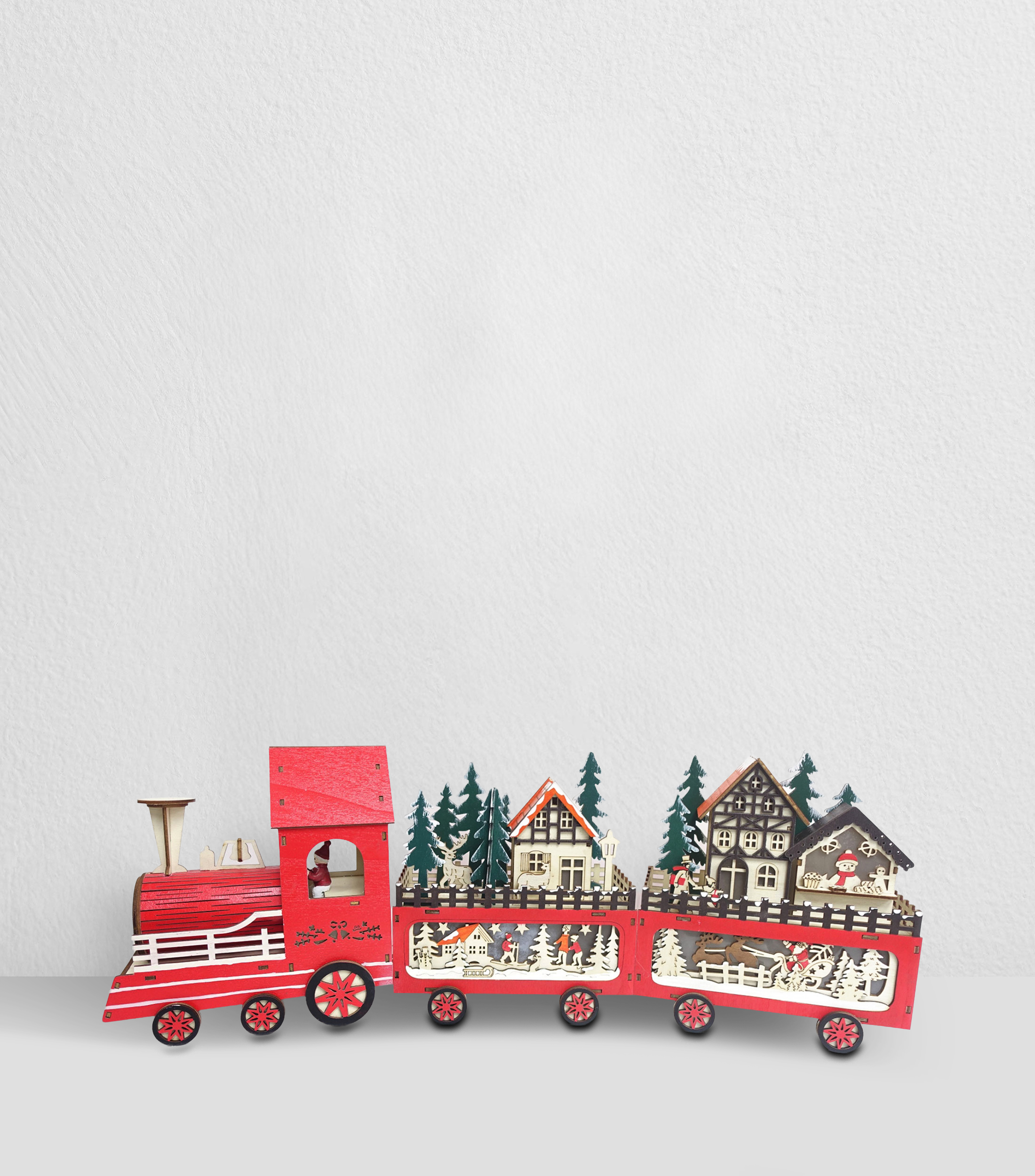 Figura decorativa Navideña Tren con villas Navidad con luz
