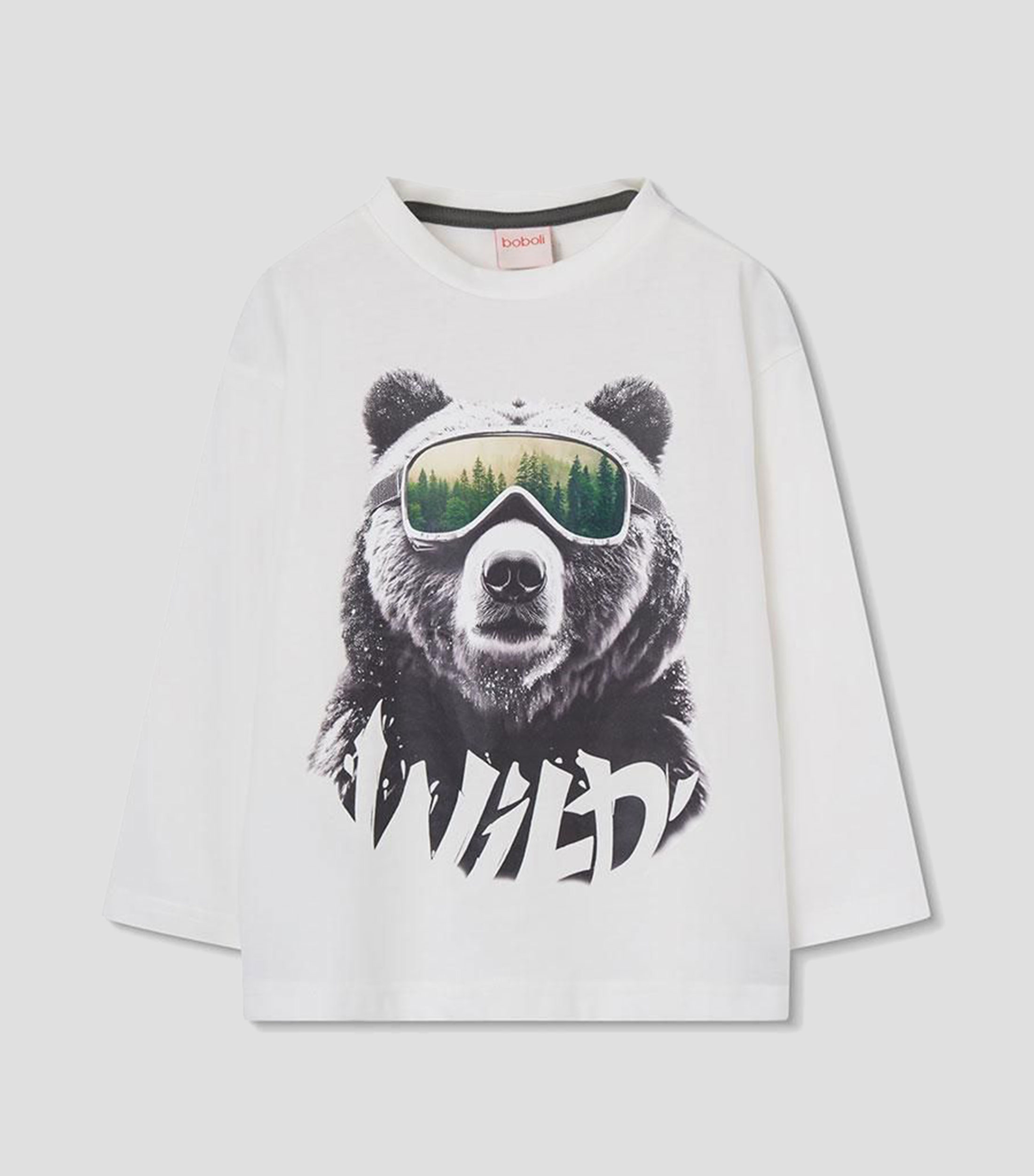 Playera de cuello redondo con manga larga estampada Niño
