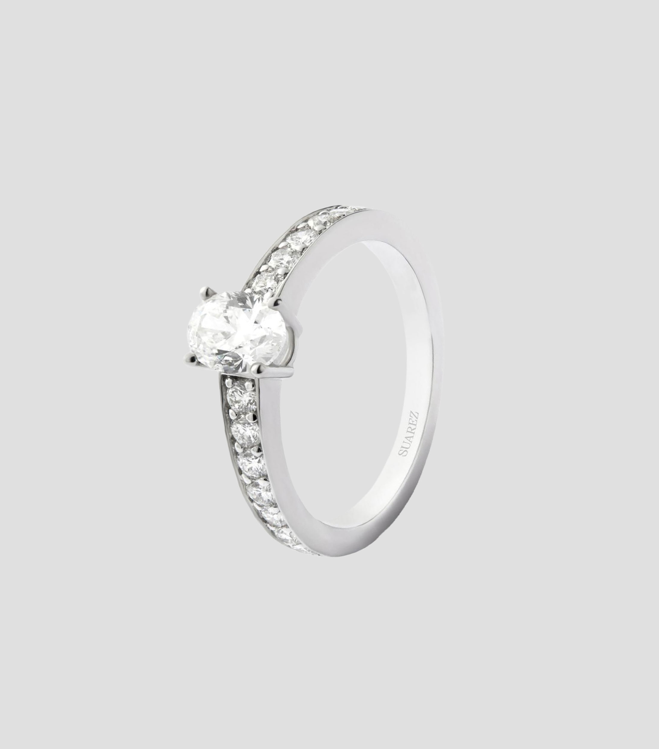 Anillo en oro blanco de 18 kilates Compromiso con diamantes Mujer
