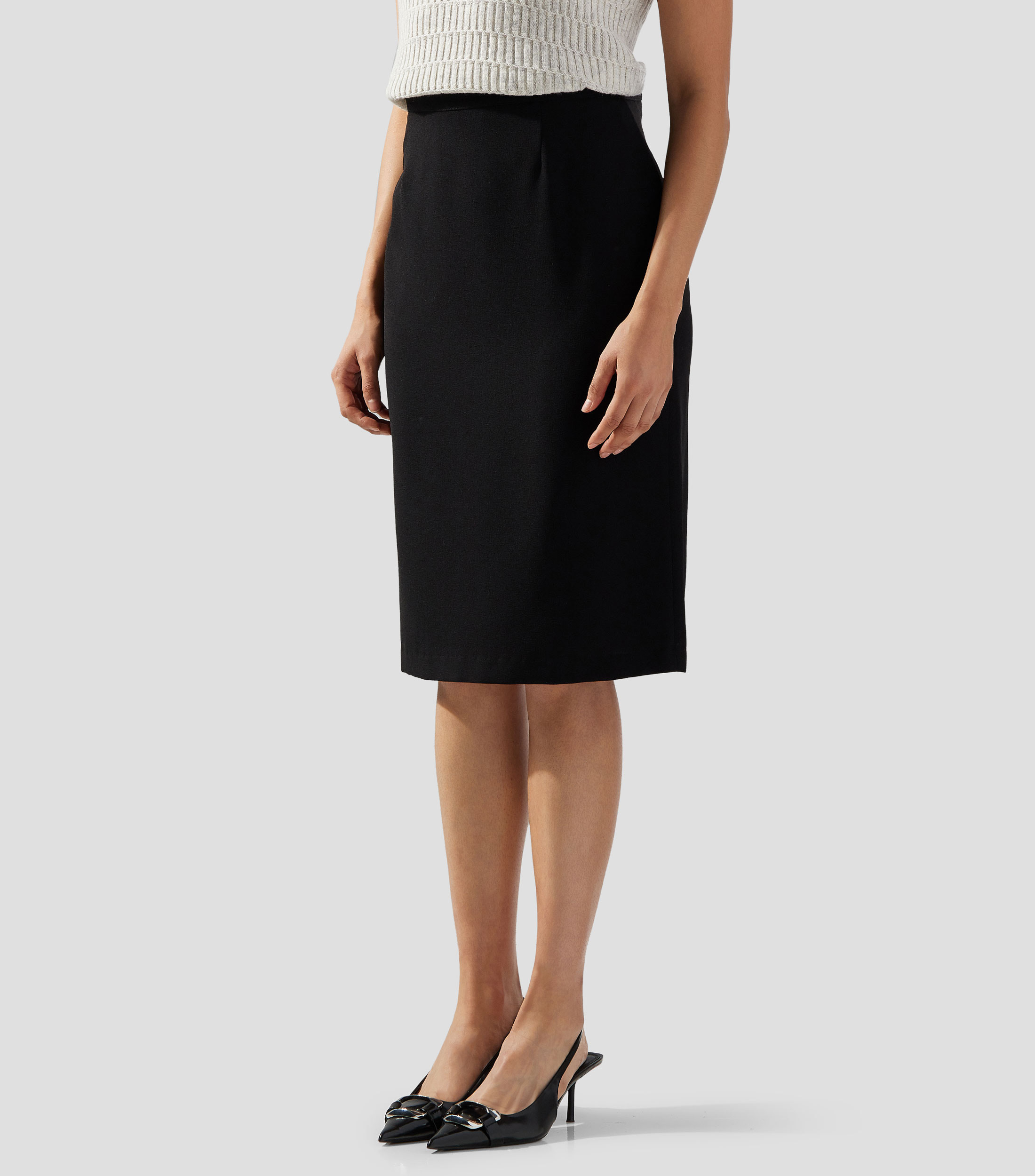 Falda Midi Corte Recto Lisa Mujer