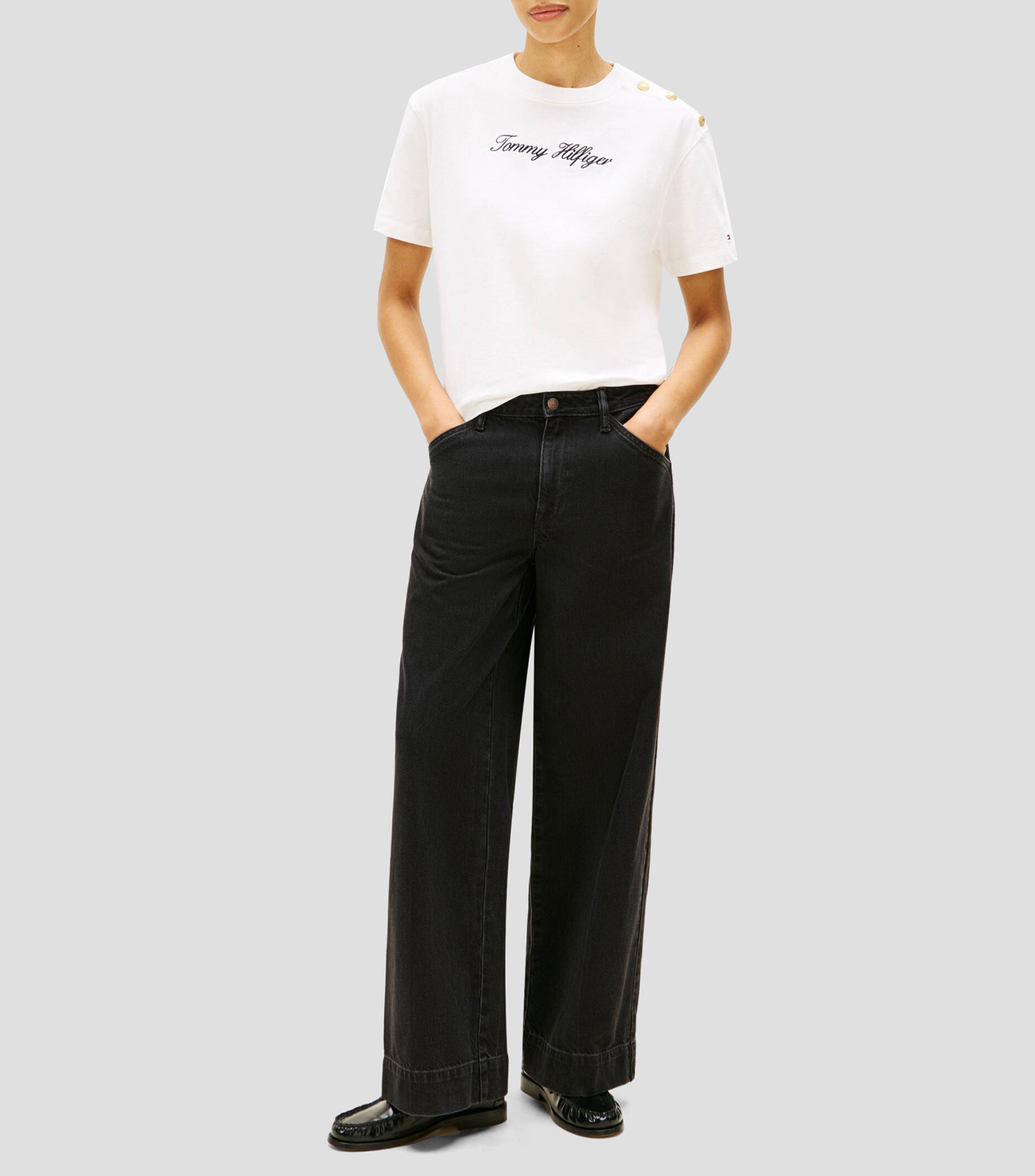 Playera cuello redondo manga corta con estampado Mujer