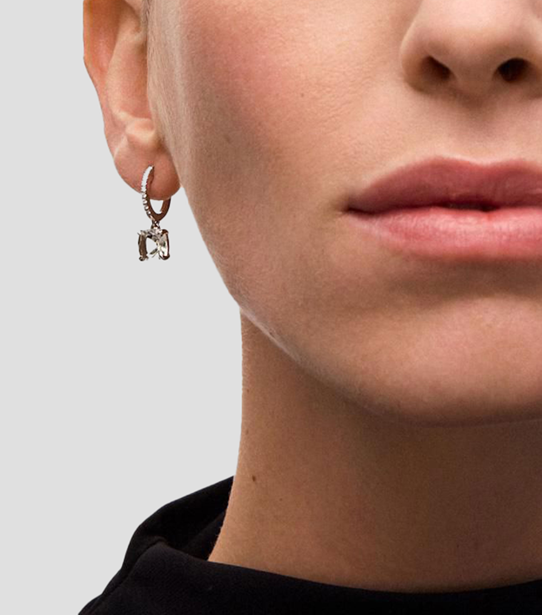 Pendientes de aro en oro blanco con amatista verde y diamante Veris Mujer
