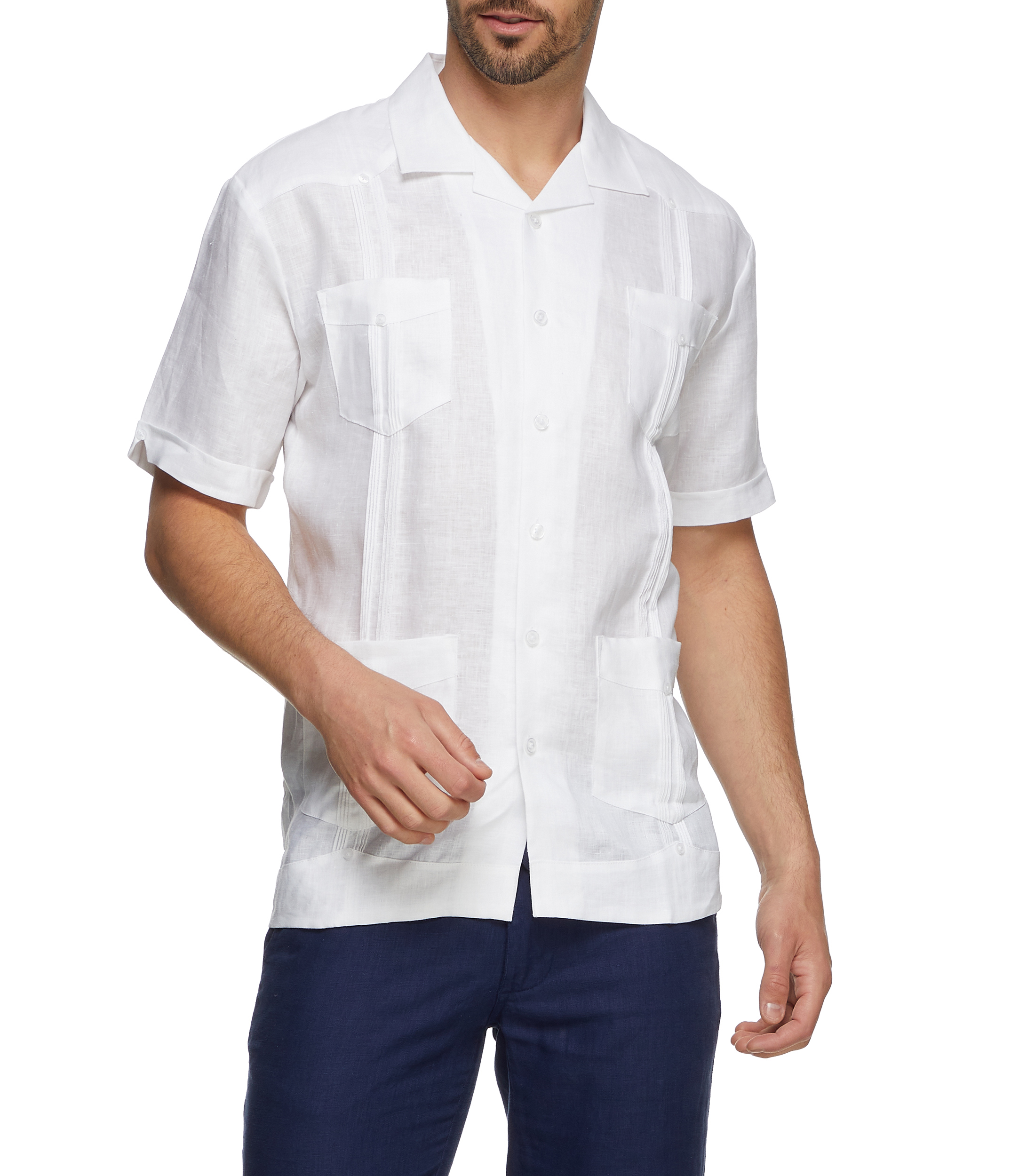 Guayabera blanca manga corta sales