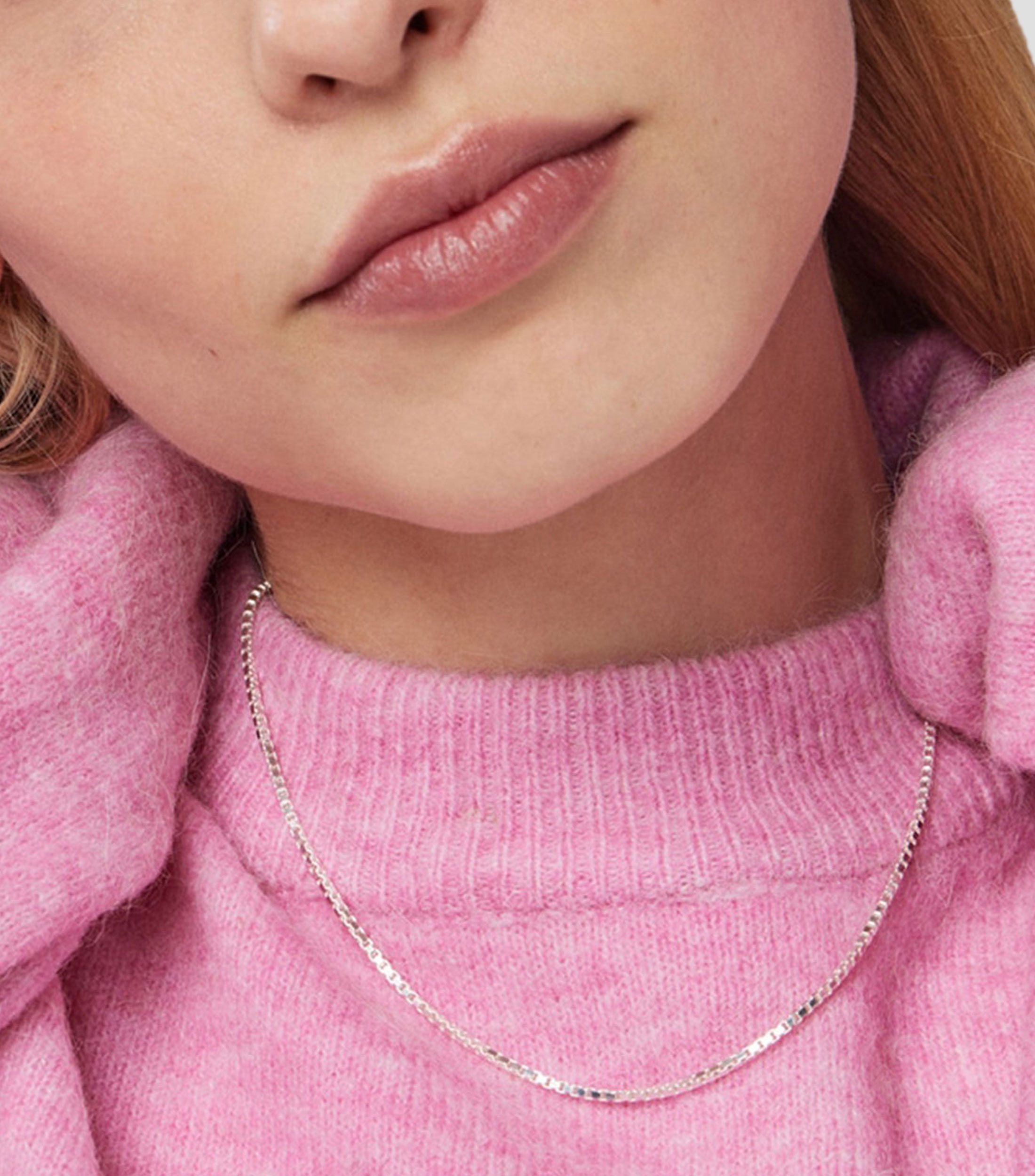 Collar eslabonado cuadrado en plata Mujer