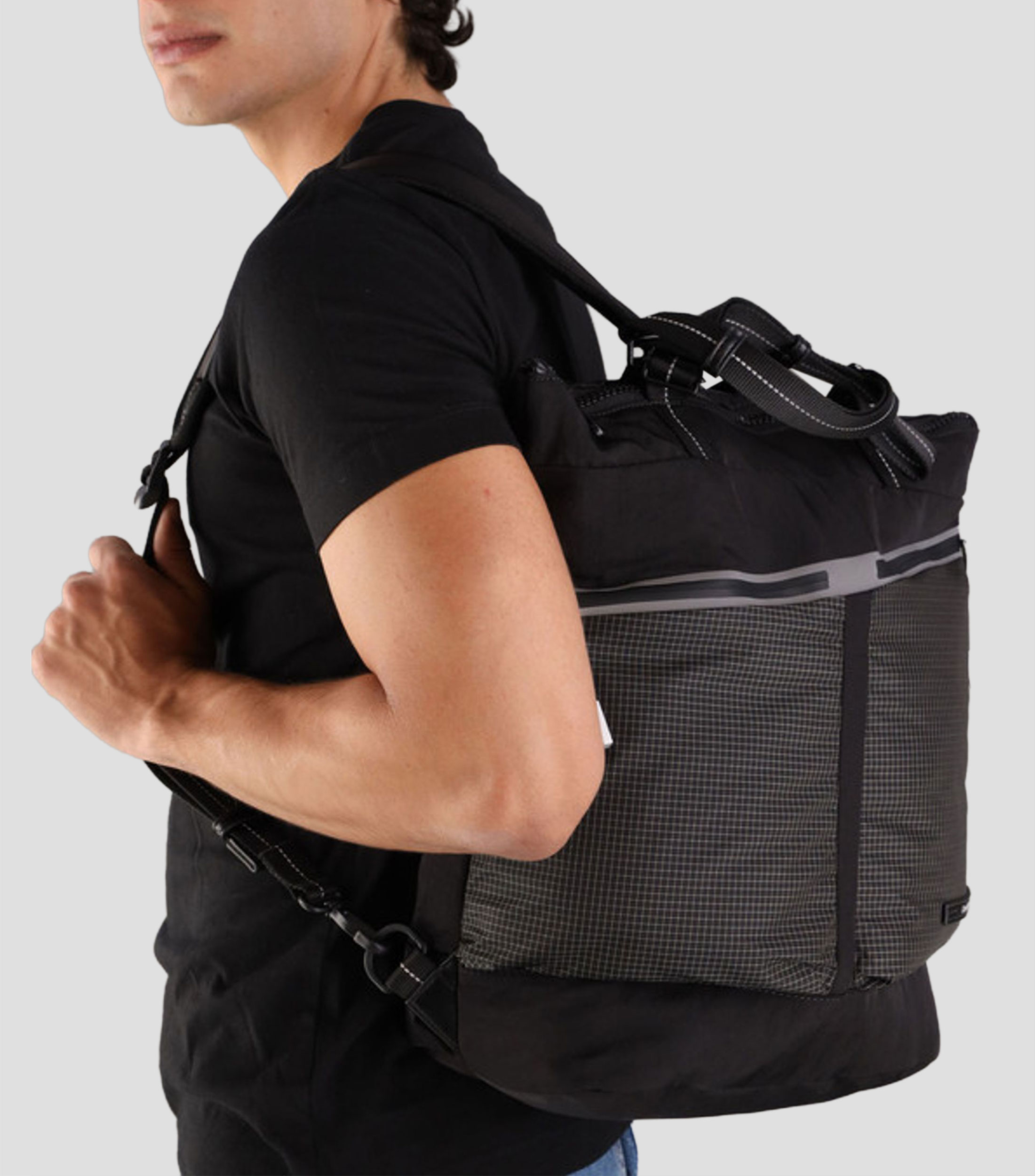 Bolso tote convertible rayas Hombre