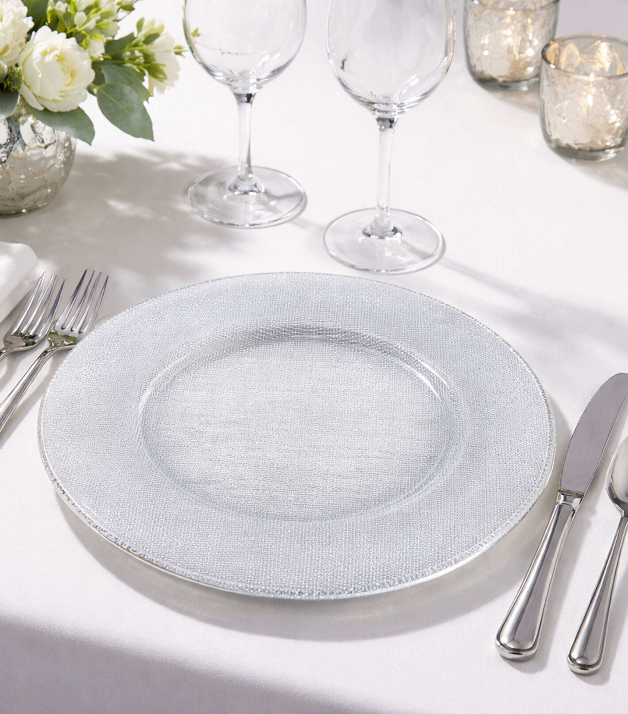 Platón Verona Glass Charger Silver