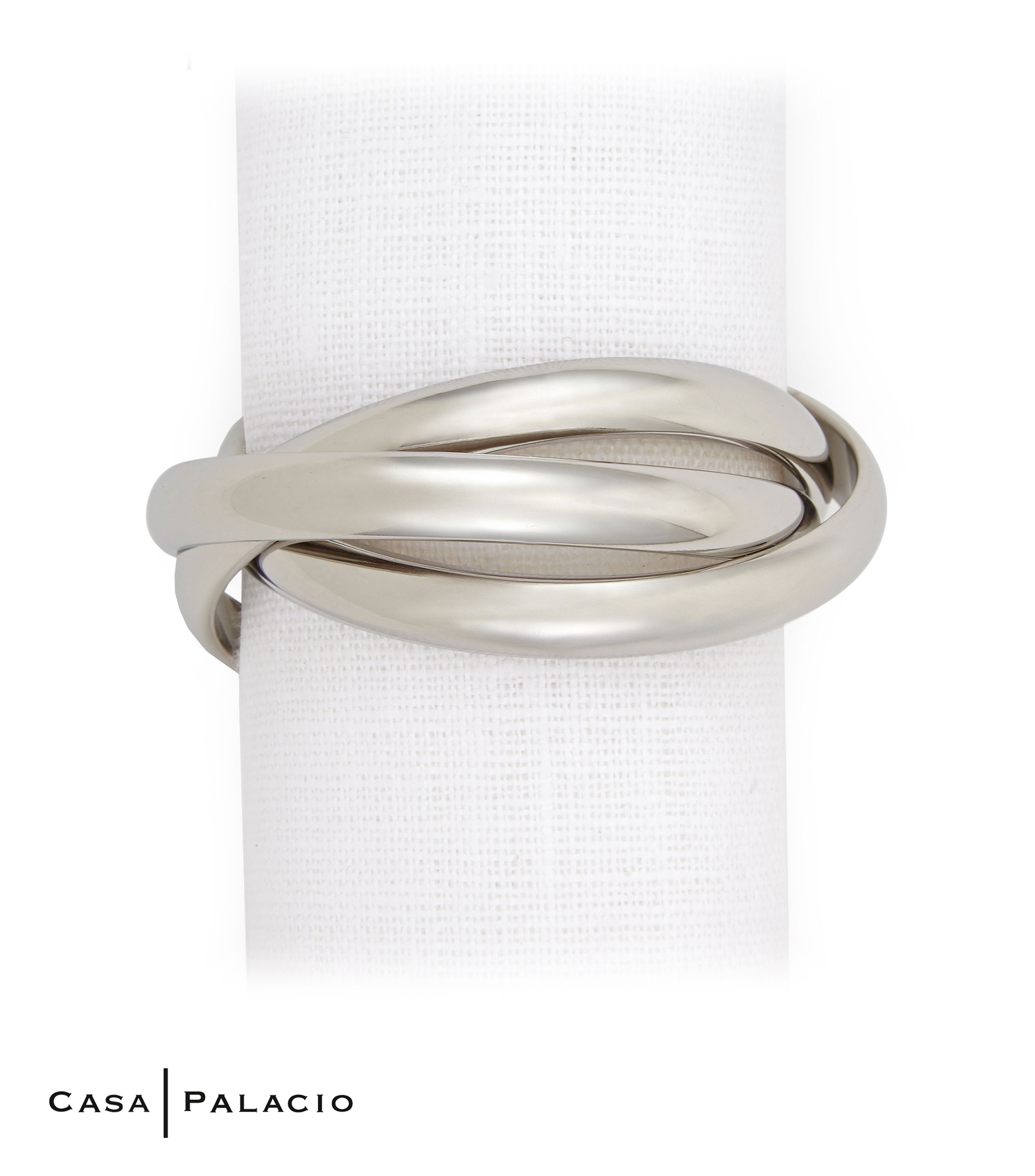 Set 4 anillos para servilleta Three Ring en baño de platino