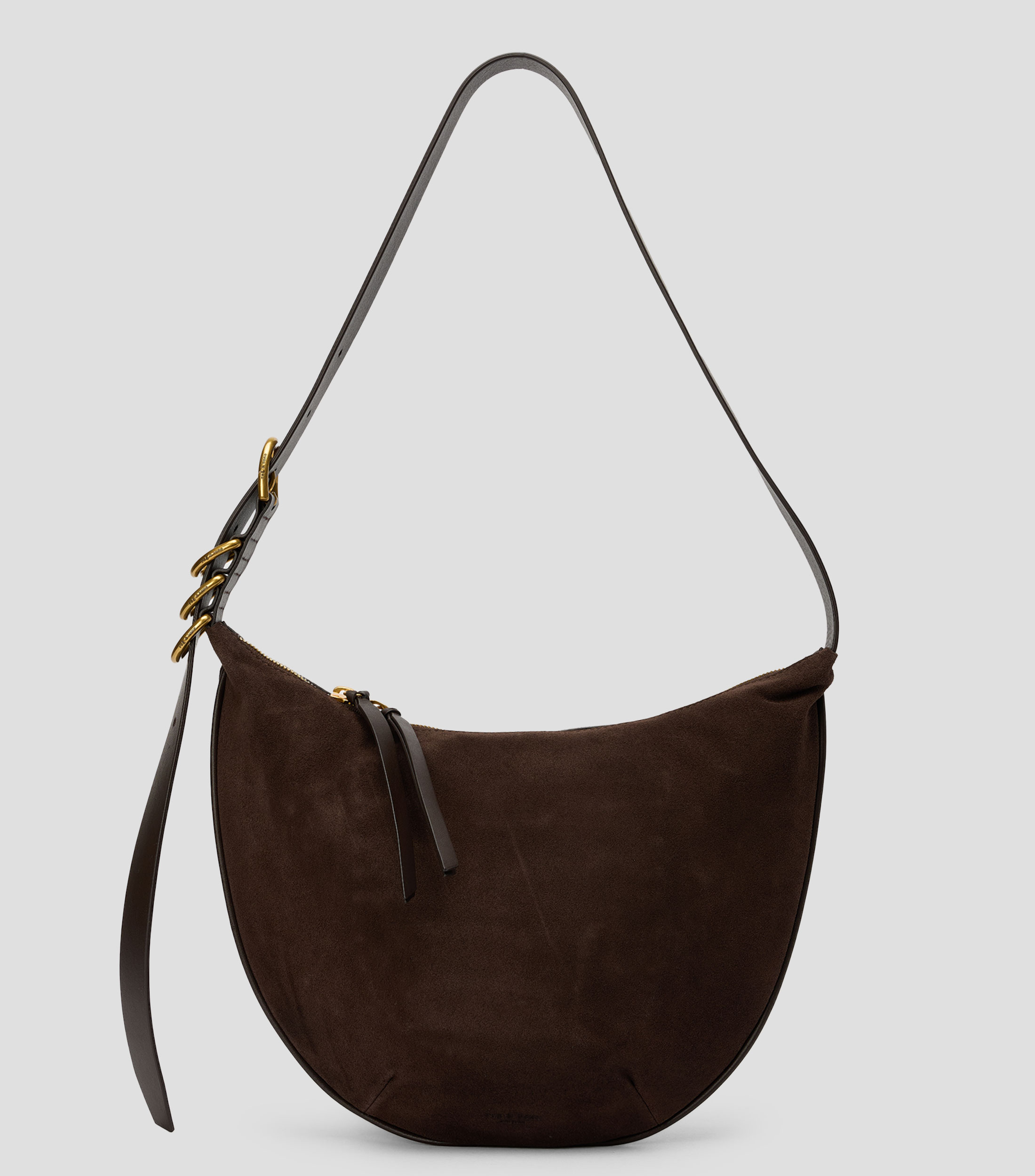 Bolsa hobo en piel café lisa Mujer