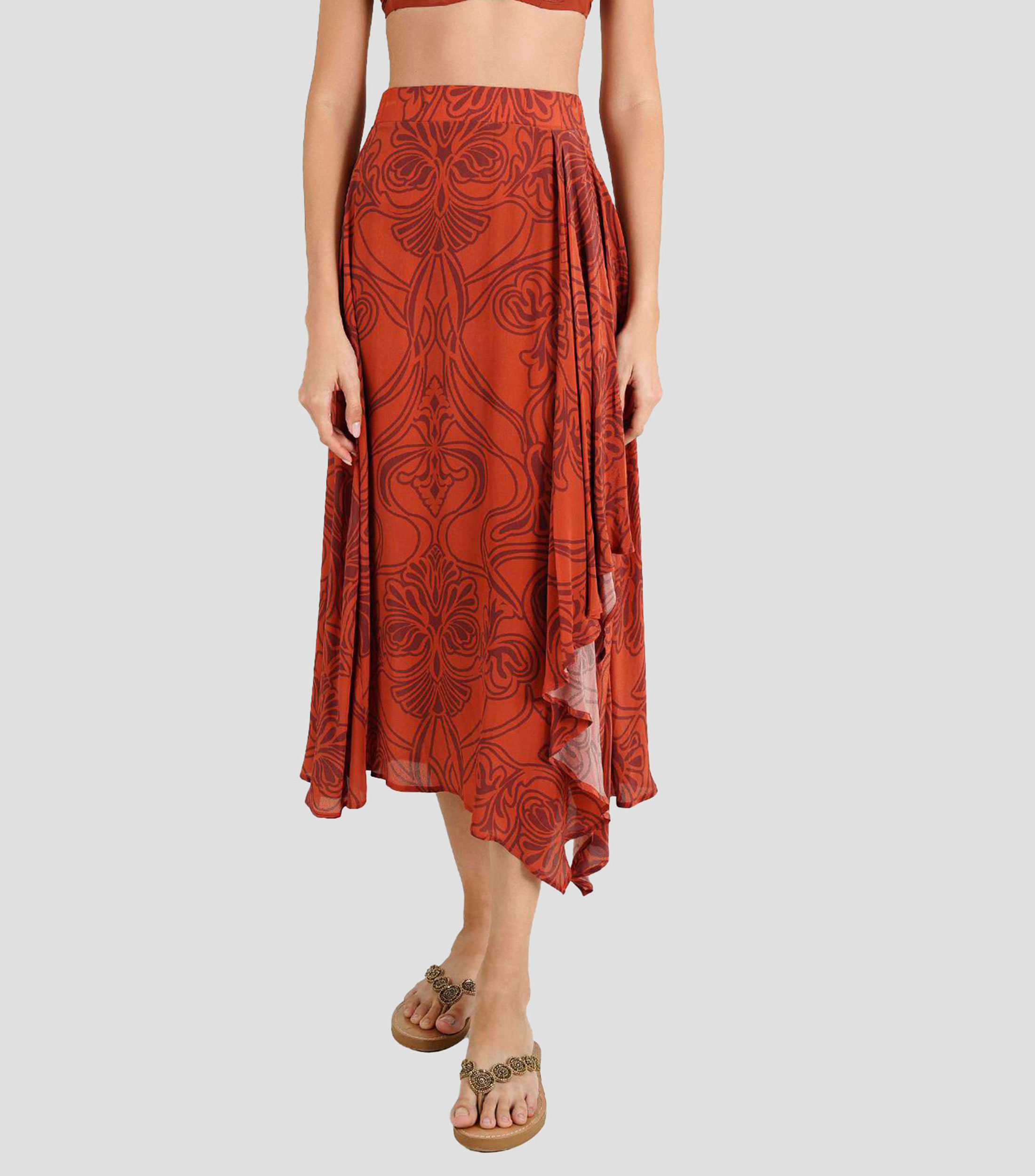 Falda midi relaxed fantasía Mujer
