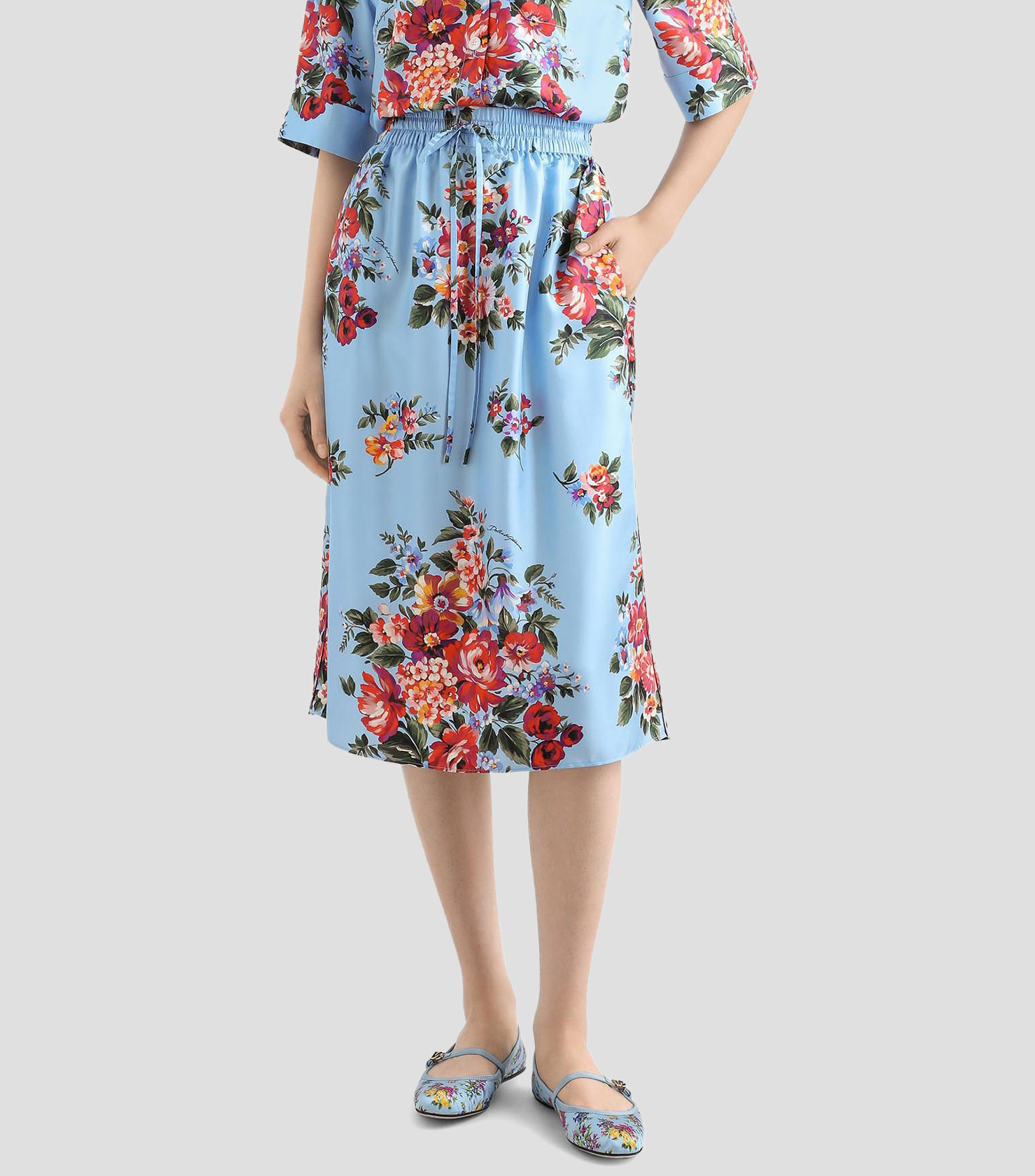 Falda midi de corte recto estampada Mujer