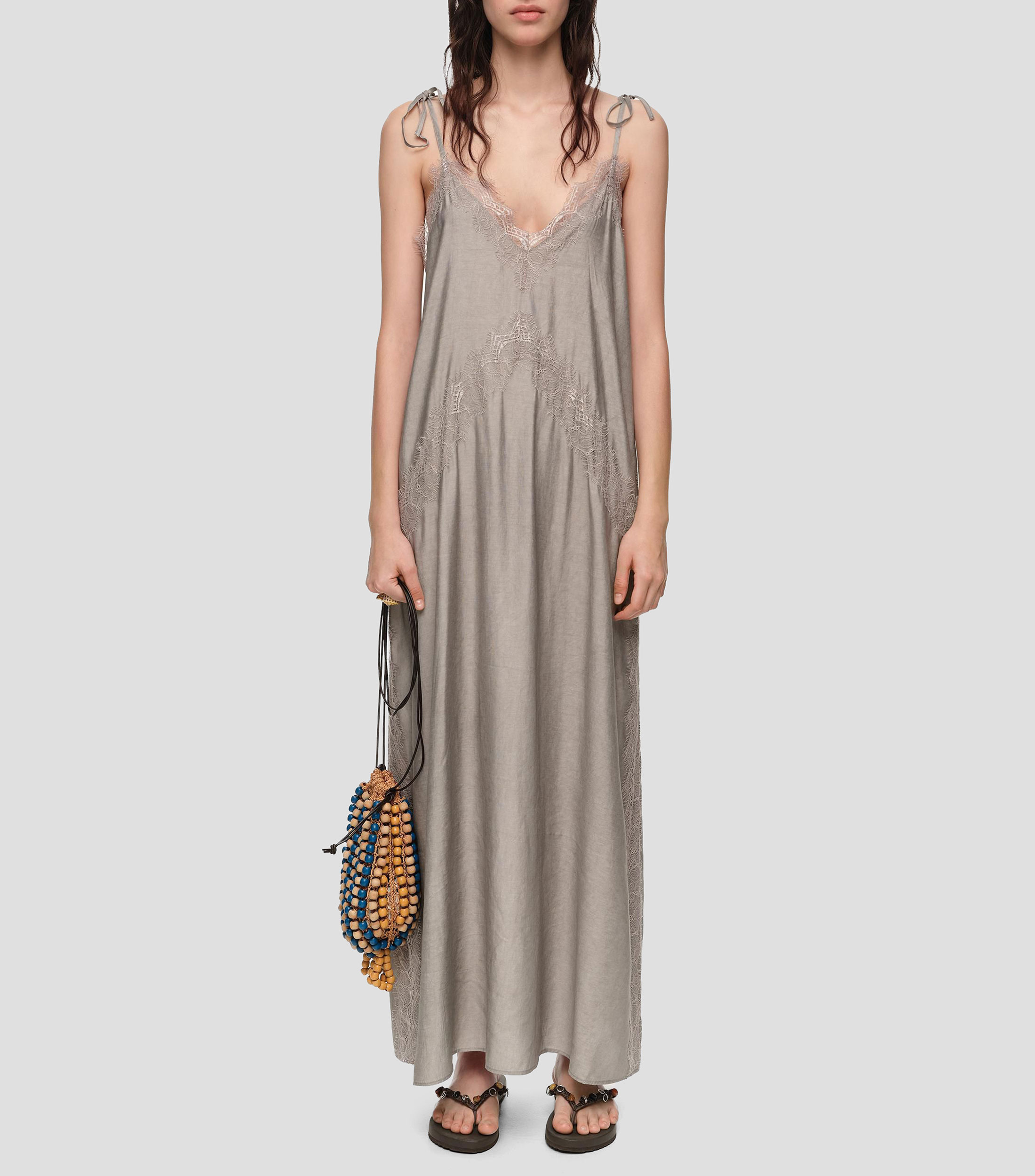 Vestido largo liso Mujer