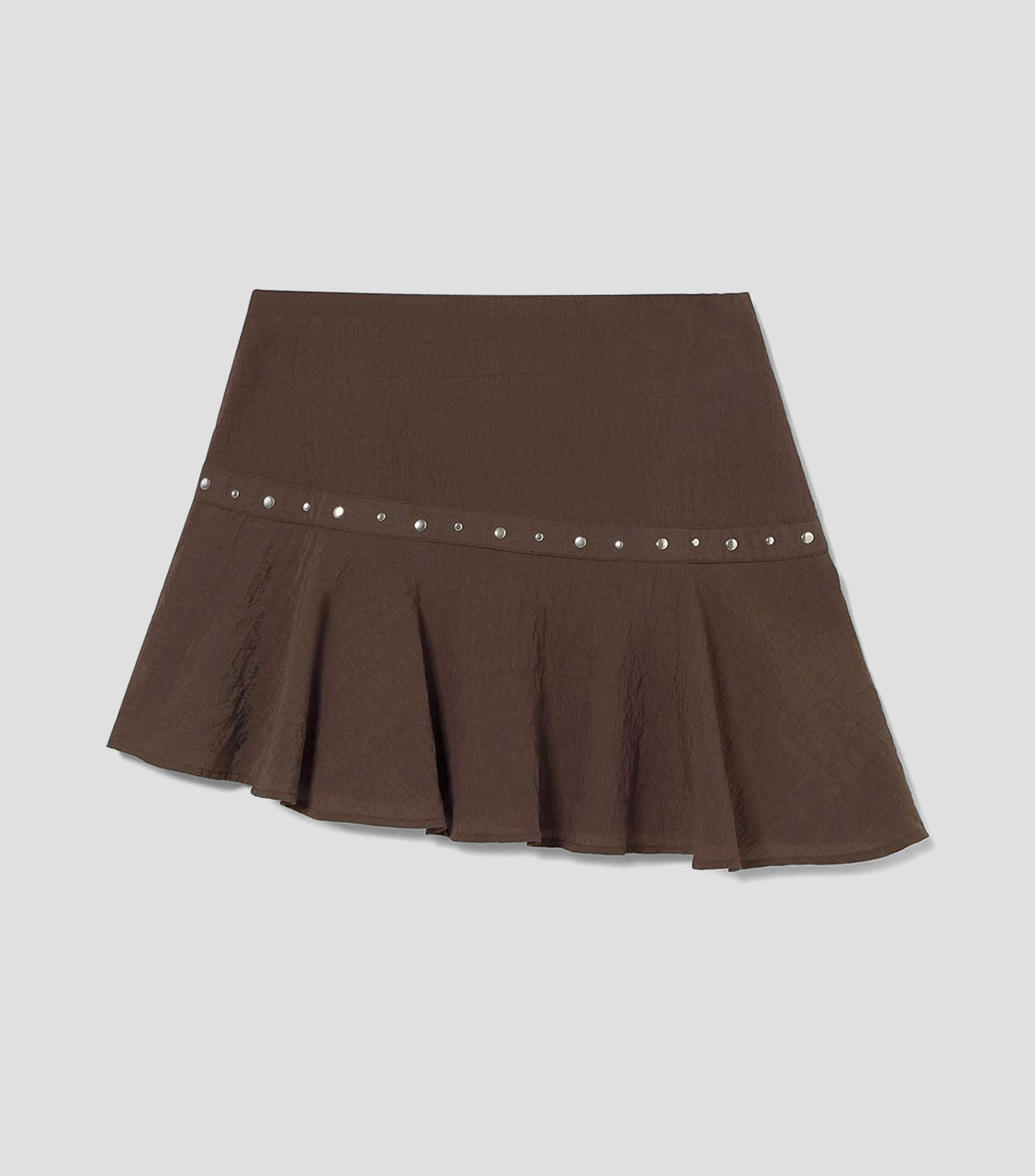 Falda corta de corte asimétrico lisa Mujer
