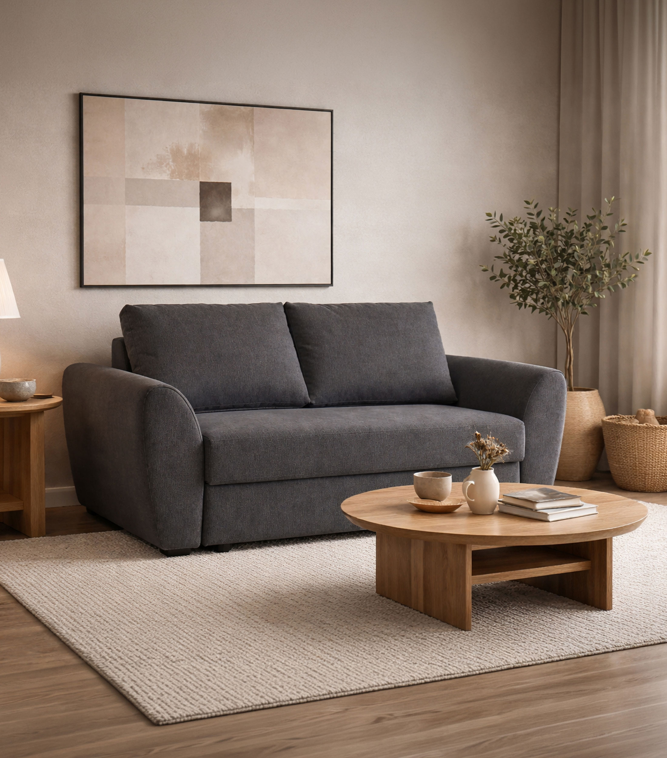 Sofá cama en tela Pwter gris Óxford