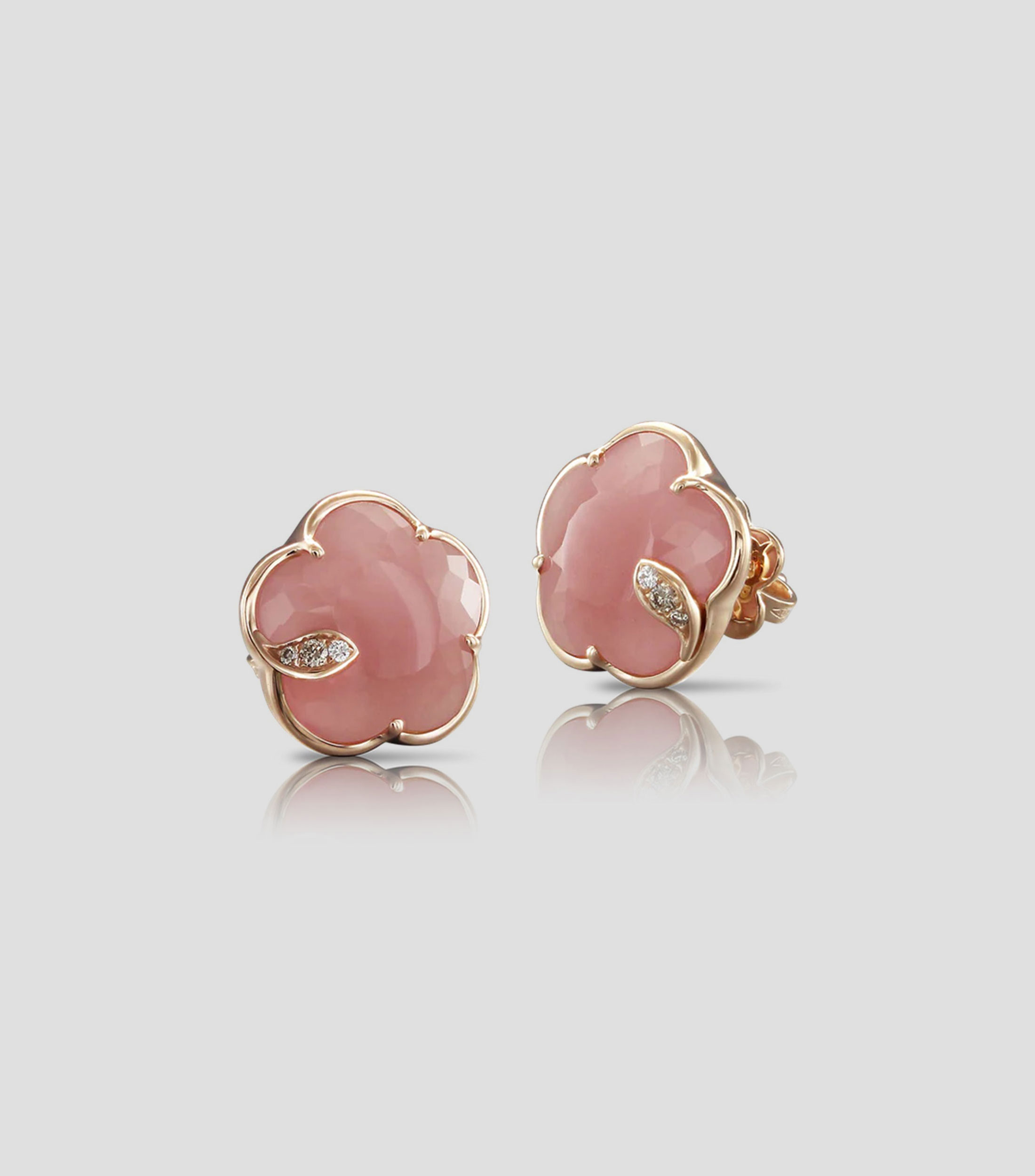 Aretes en oro rosa de 18 Kilates en forma de flor Joli Mujer