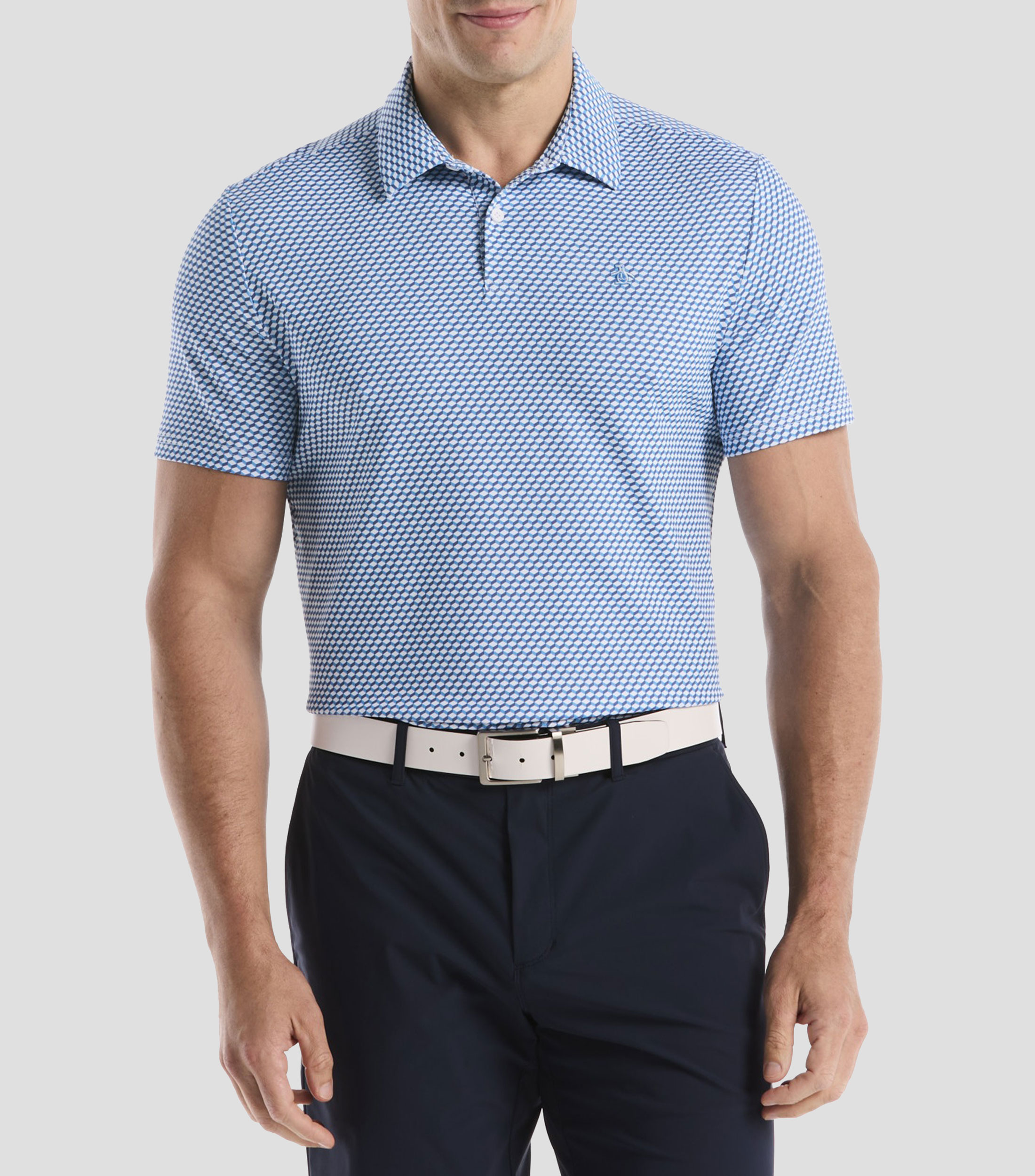 Playera tipo polo manga corta microdiseño Hombre