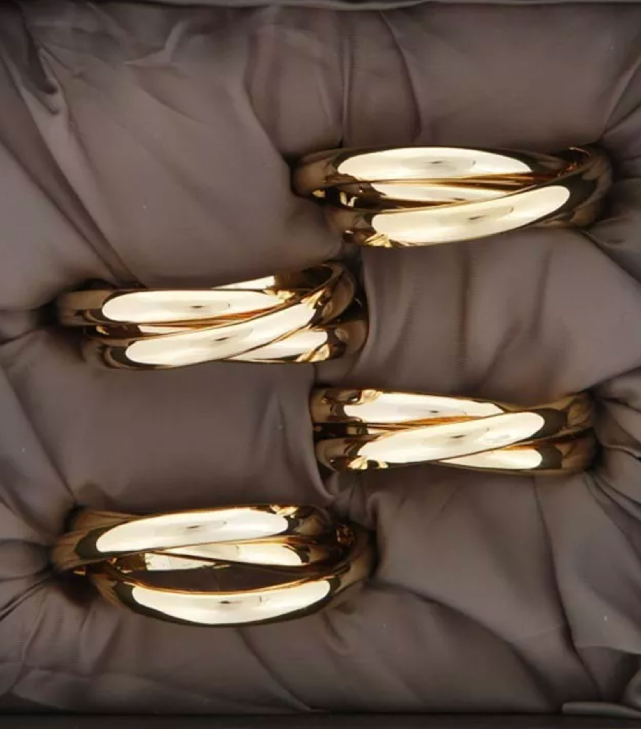 Set 4 Anillos para servilleta Gold en chapa de oro de 24 Kilates