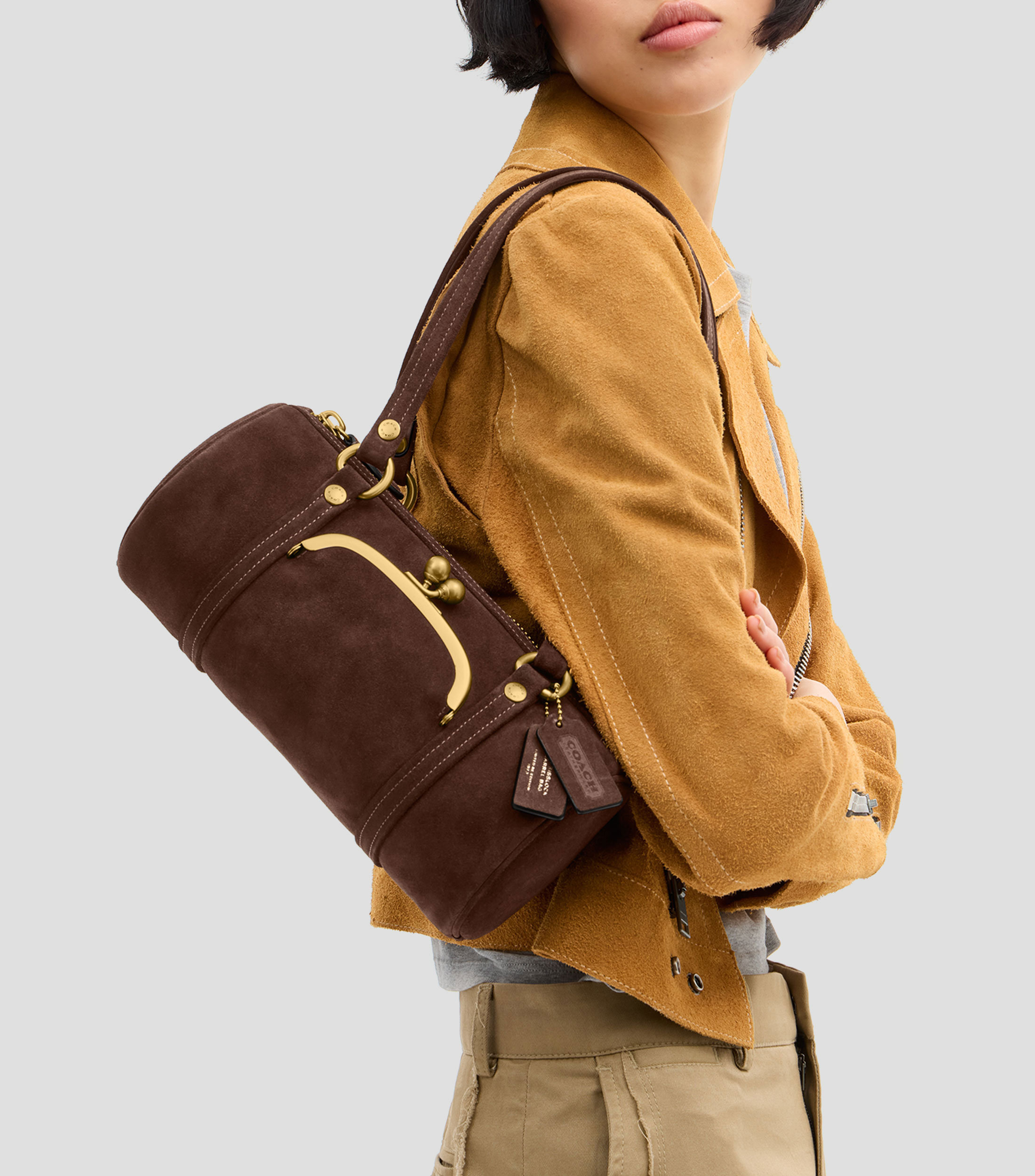 Bolsa Shoulder en suede Mujer