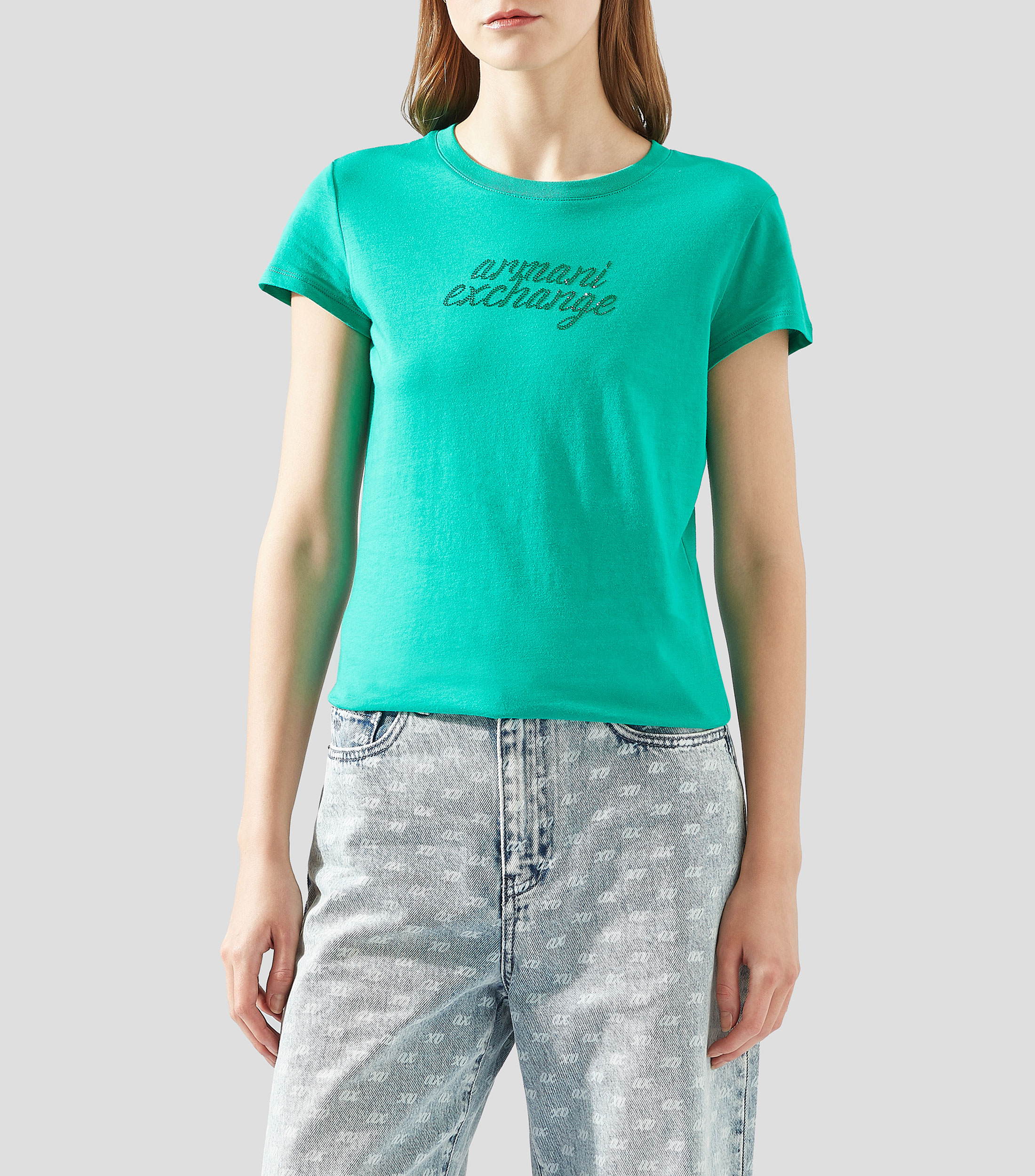 Playera cuello redondo manga corta sólida Mujer