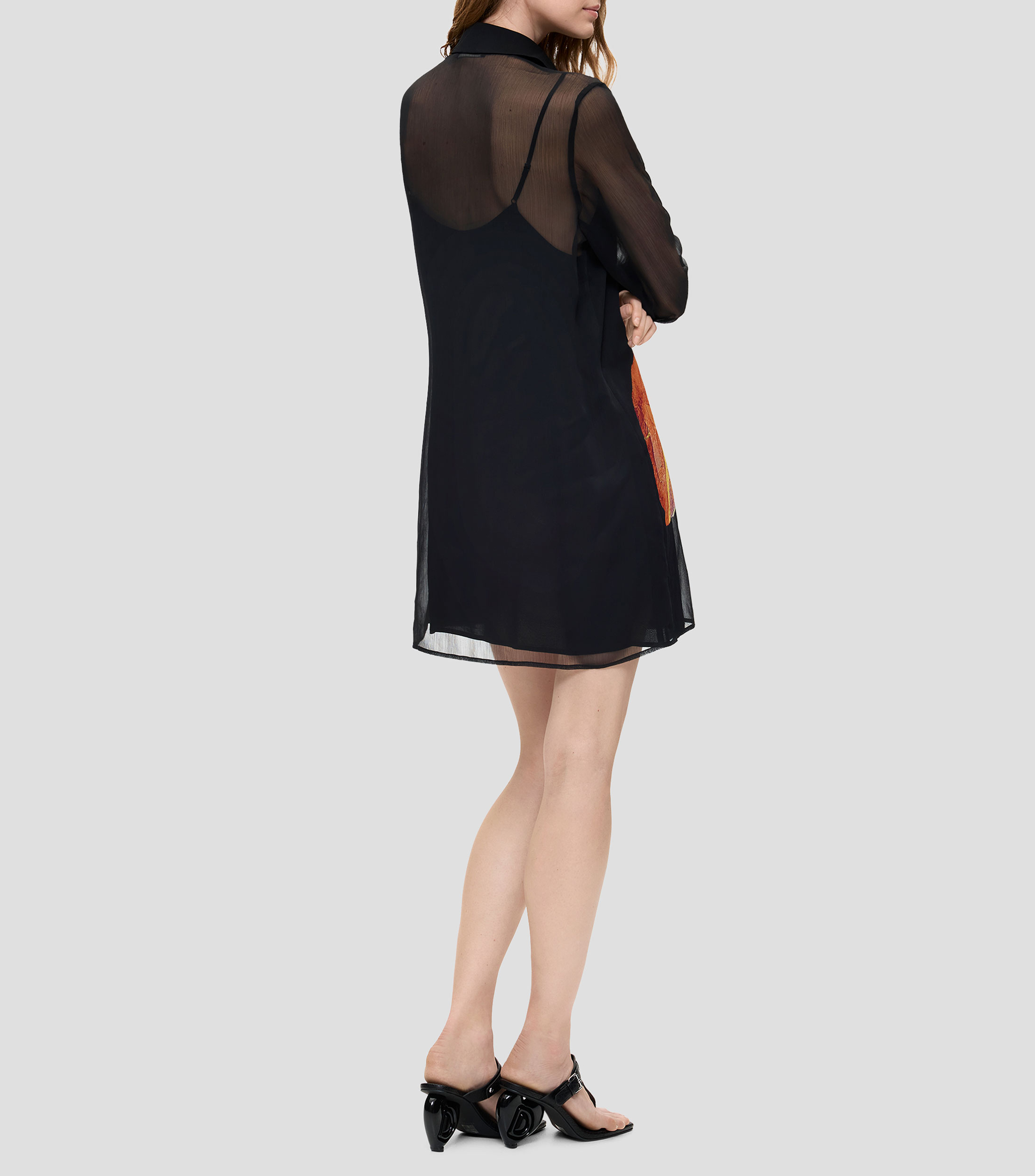 Vestido corto manga larga Siena con estampado Mujer