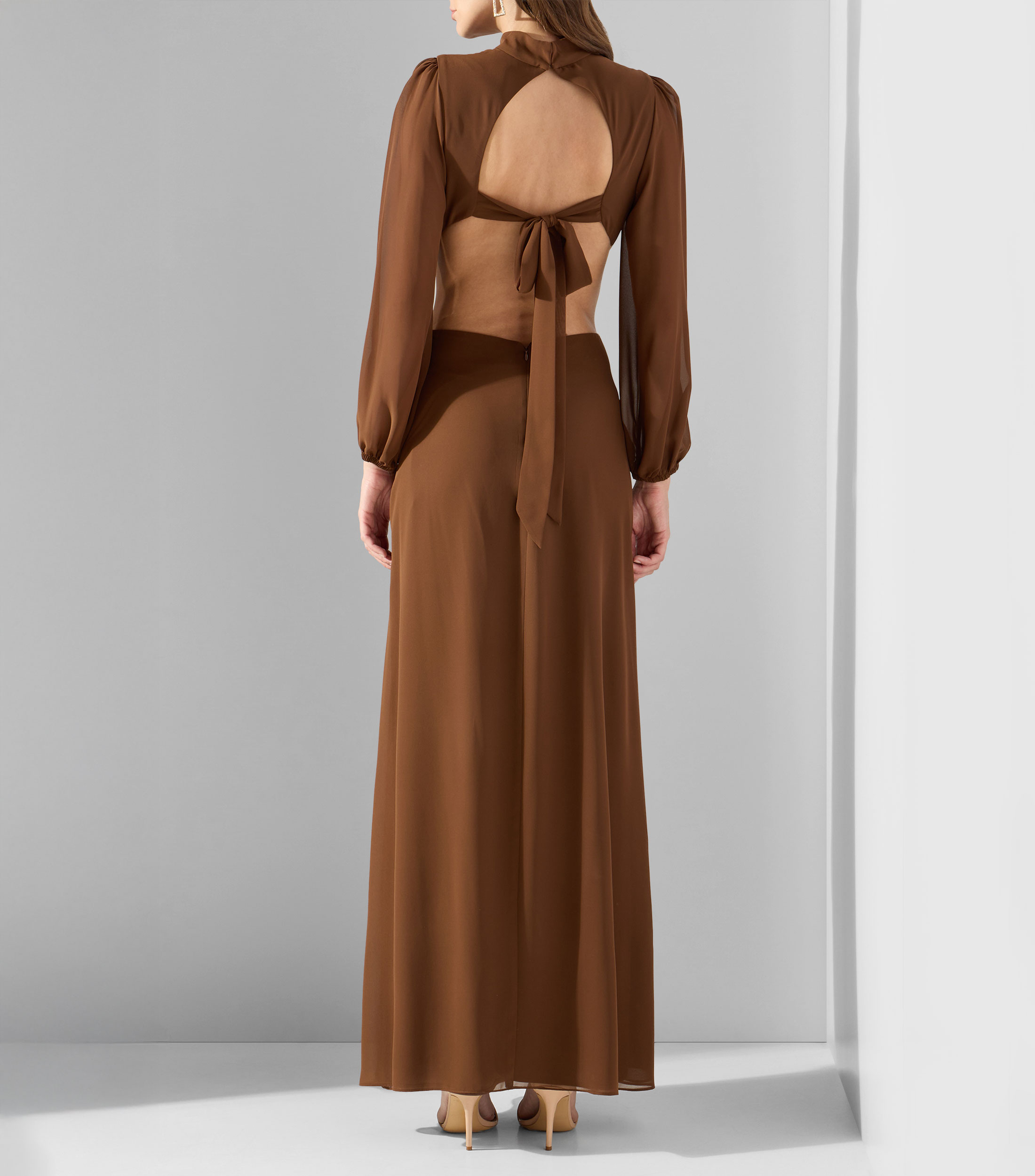 Vestido largo manga larga liso Mujer