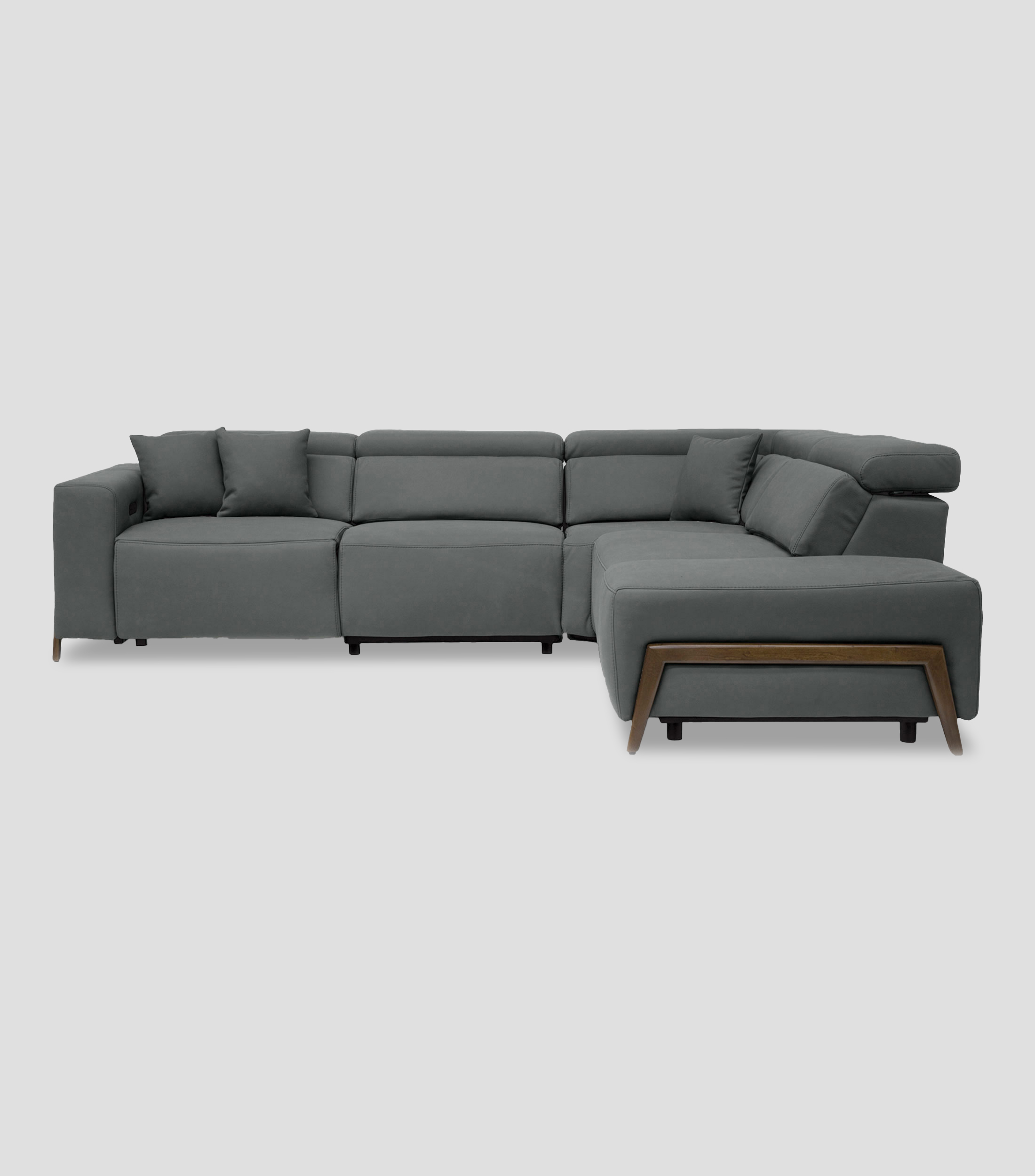 Sala Esquinera Reclinable Derecha con 4 Asientos Alpes Gris